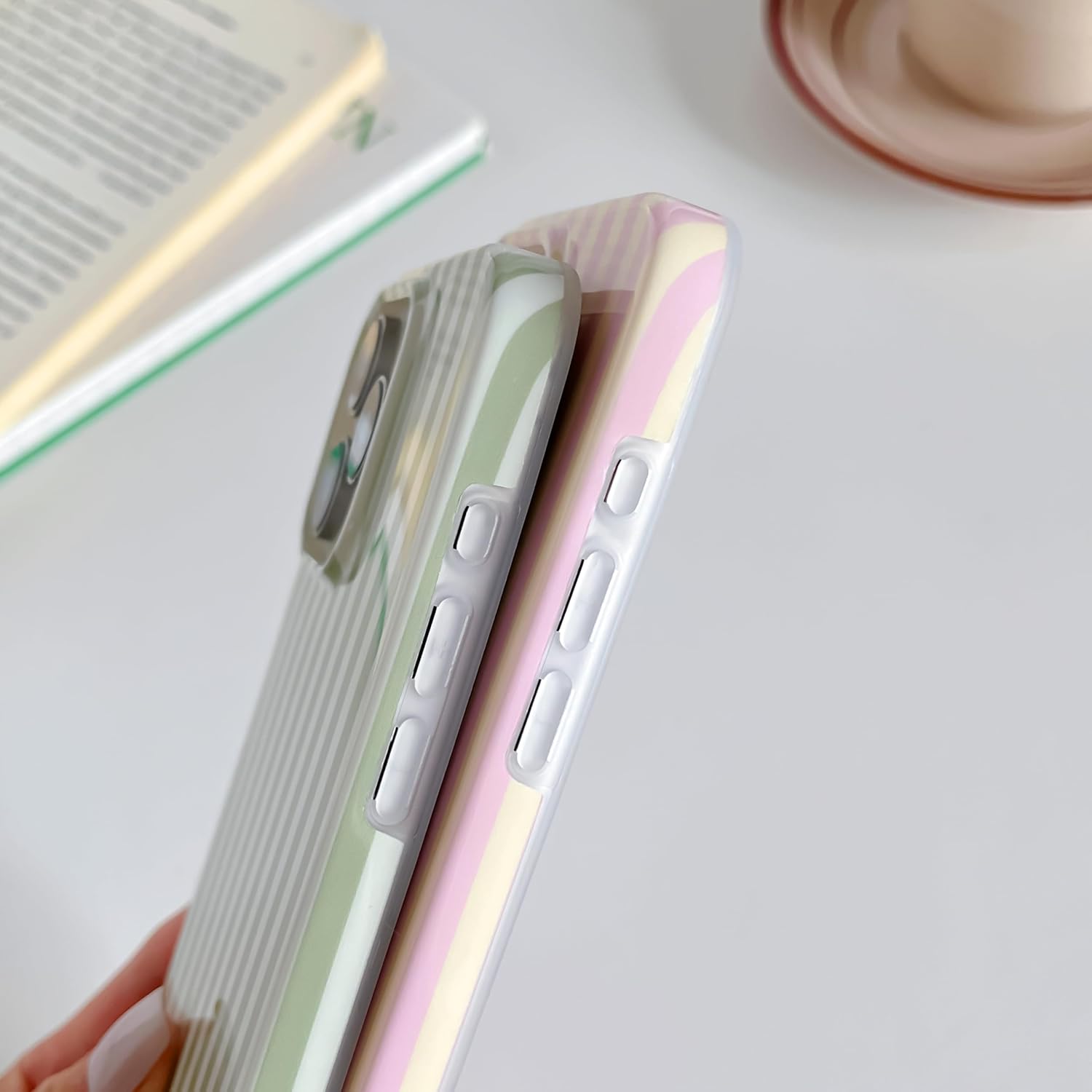 Thumbnail 3 de SmoBea Case for iPhone 16 Pro Max – Slim Striped Sage Green TPU Case