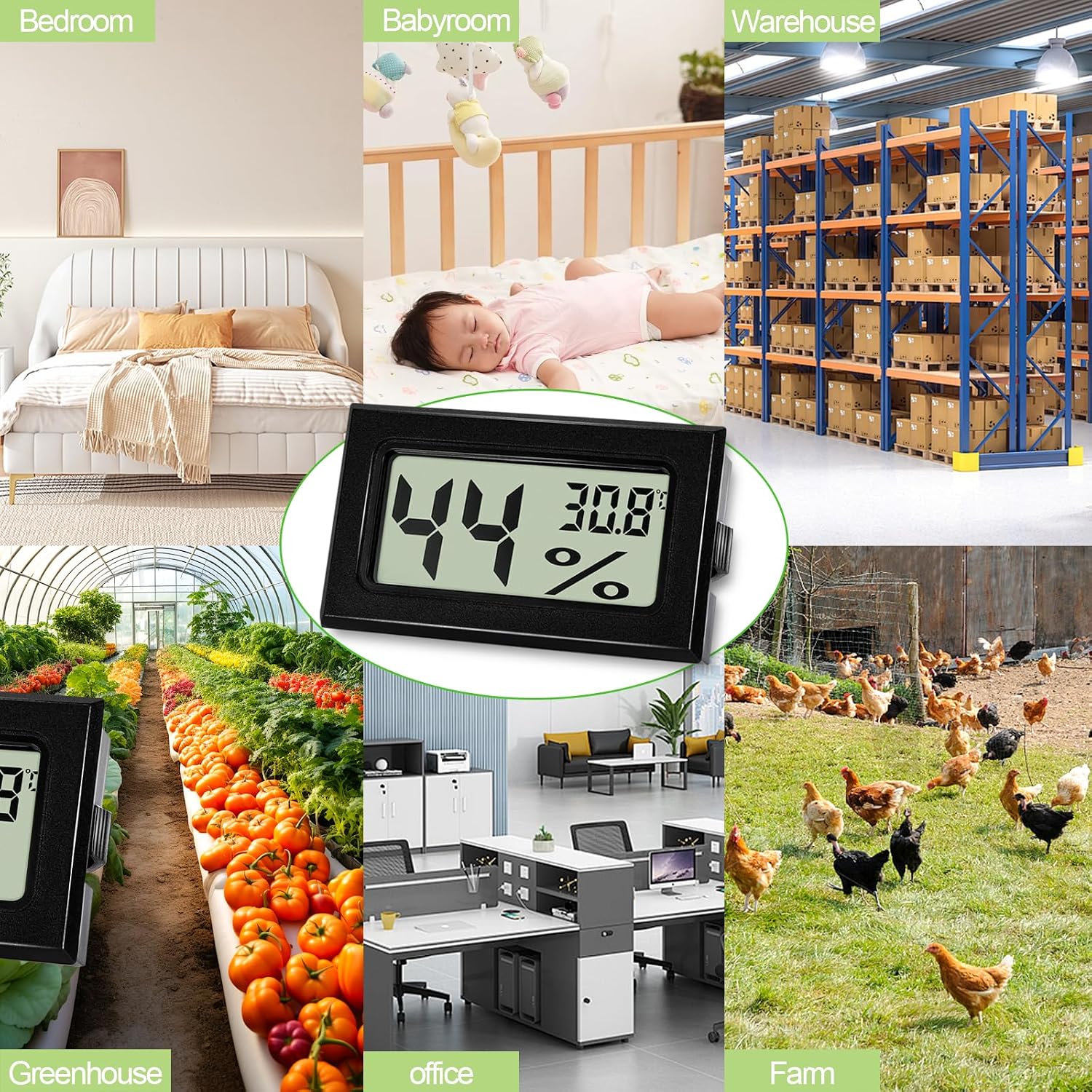 Detalle de Farerkass Hygrometer – kompaktes Digitalthermometer mit LCD-Display für Innenräume