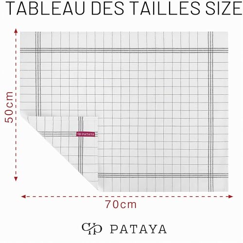 Detalle de Pataya Torchons de Cuisine – Lot de 10 Anthracite 50x70 cm, 100% coton, certifiés Oeko-Tex