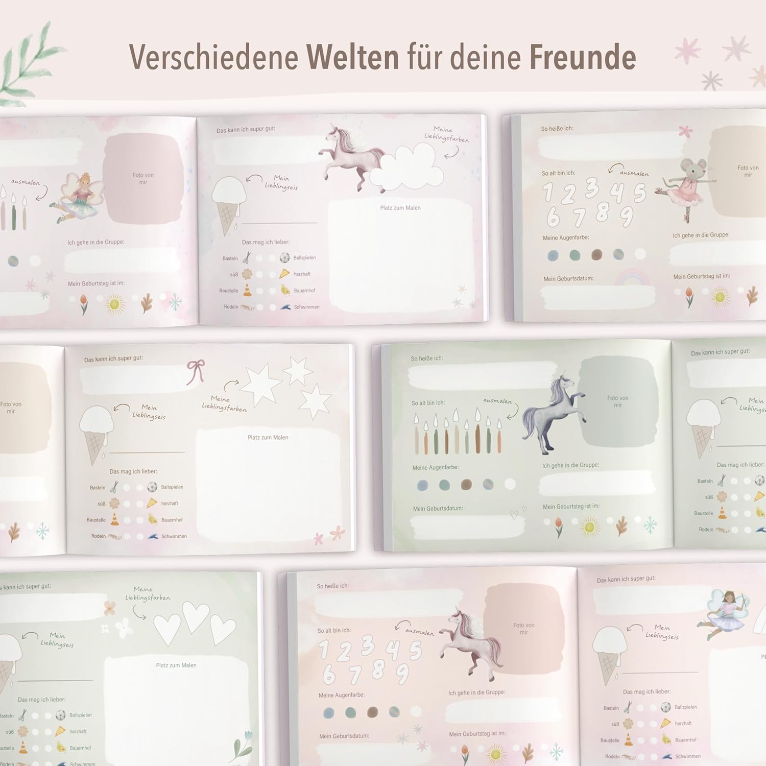 Thumbnail 2 de mintkind® Freundebuch Kindergarten – Ballerina mit 80 Seiten zum Ausfüllen