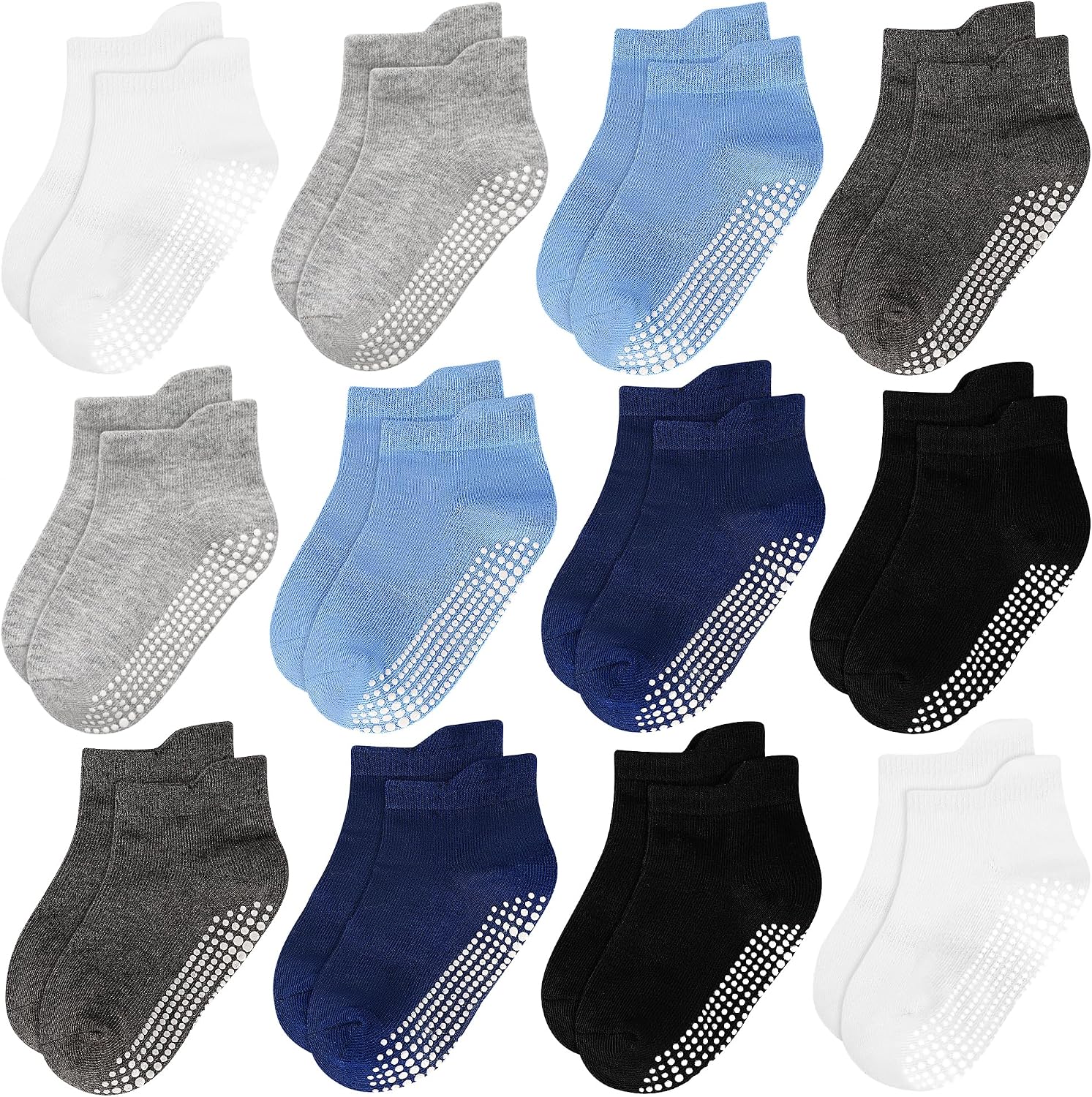 Thumbnail 6 de ELUTONG Kinder Antirutsch Knöchel Socken, 12 Paar – Baumwolle Stoppersocken mit rutschfester Griffigkeit für Jungen und Mädchen (6 Monate–7 Jahre)