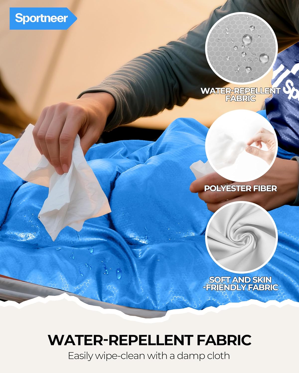 Detalle de Sportneer 3-Season Sleeping Bag with Compression Sack, Two-Way Zipper