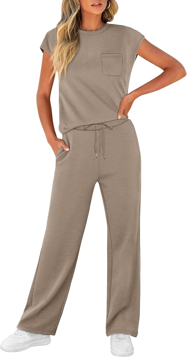 Thumbnail 2 de WIHOLL 2 Piece Set for Women: Casual Summer Cap Sleeve Lounge Outfit