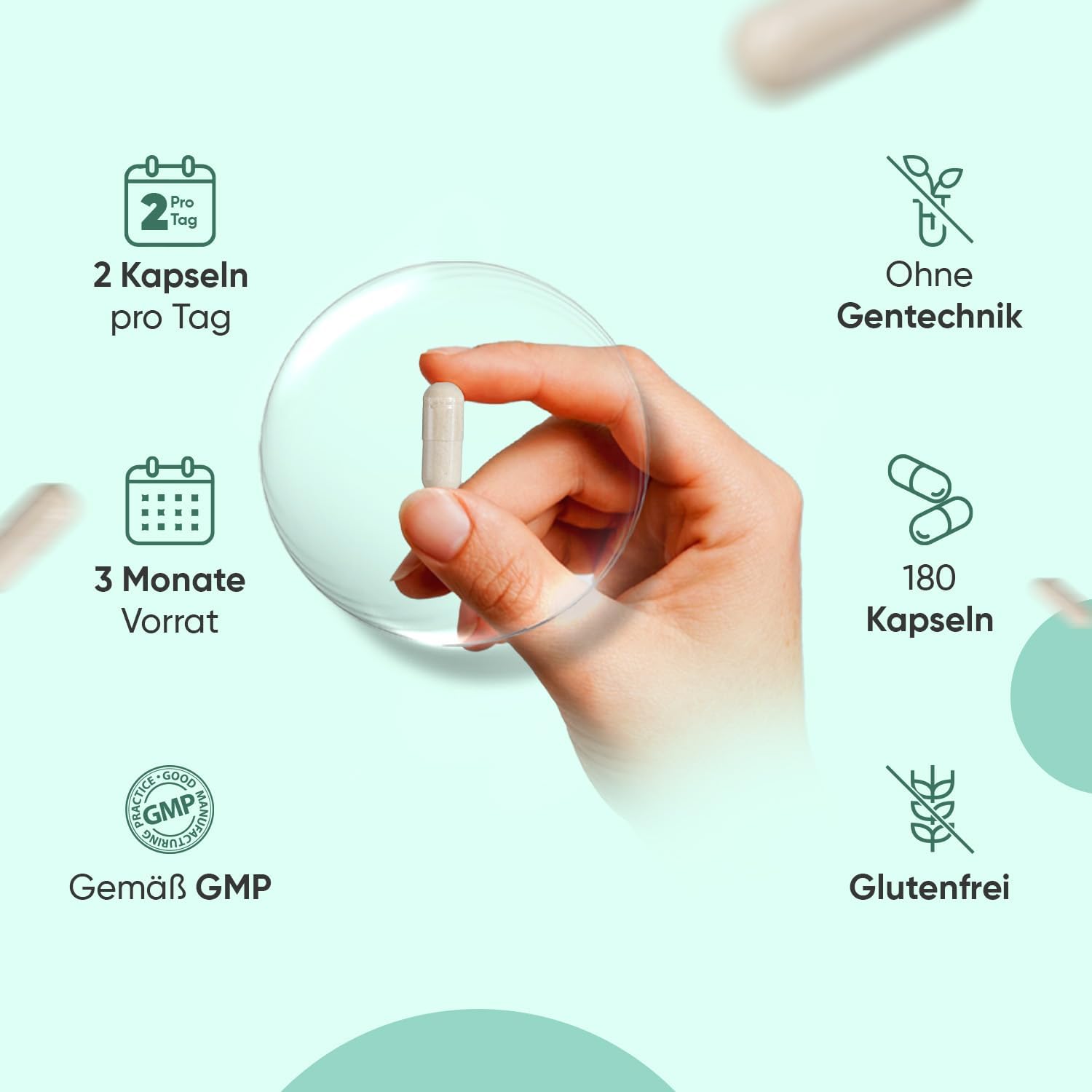 Thumbnail 6 de Bio Flohsamenschalen Kapseln 1400 mg pro Portion (Psyllium Husk) – 180 vegane Kapseln, 3 Monate Vorrat