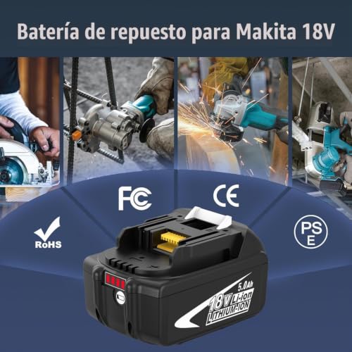 Detalle 2 de 2 Packs 18V 5,0Ah Batería BL1850B para Makita 18V – FUNMALL, LED indicador