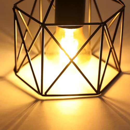 Thumbnail 3 de Tealight Lámparas de Techo Vintage E27, 2 Piezas – Madera y Metal en Negro