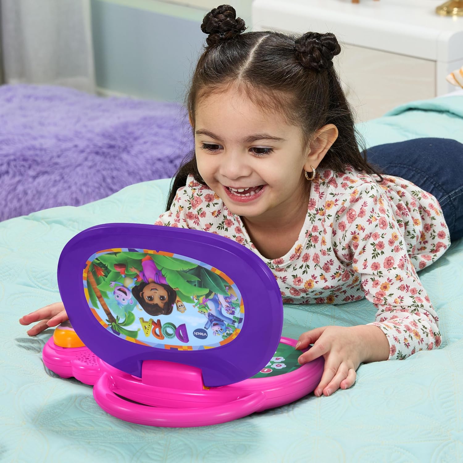 Detalle de VTech Mon Ordi Éducatif Dora L’Exploratrice — ordinateur enfant bilingue français/anglais dès 3 ans