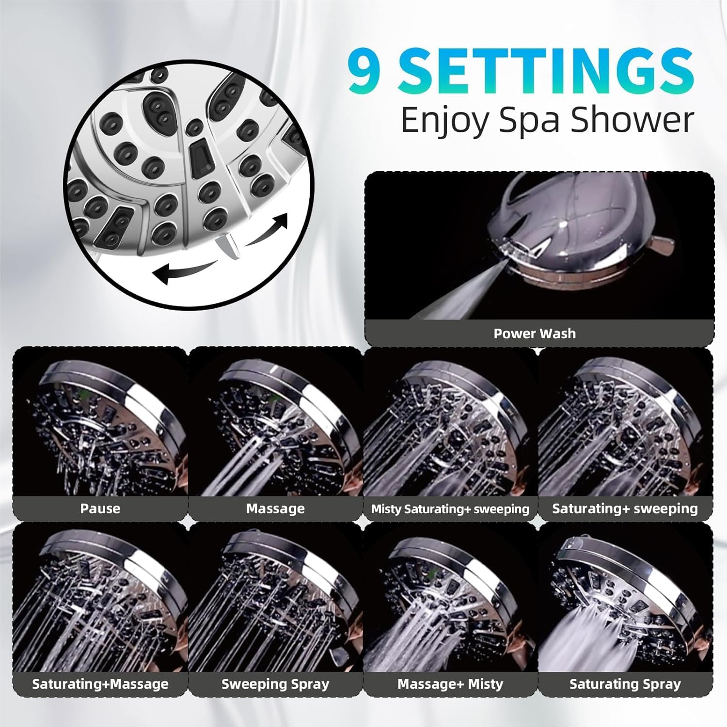 Detalle de BESAQUO 10-Function Shower Head with Handheld