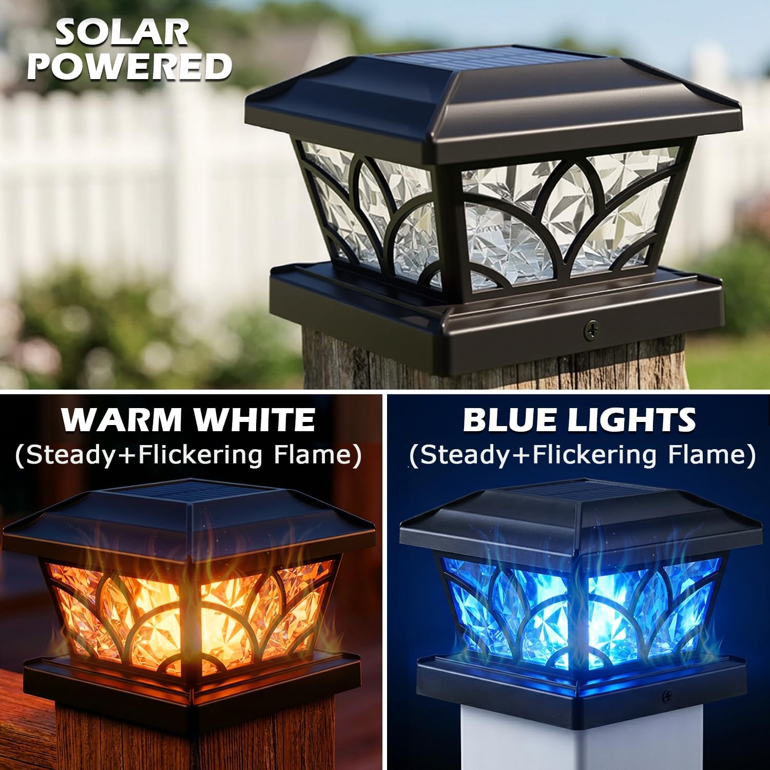 Detalle 2 de SIEDiNLAR Solar Post Cap Lights 4 Modes