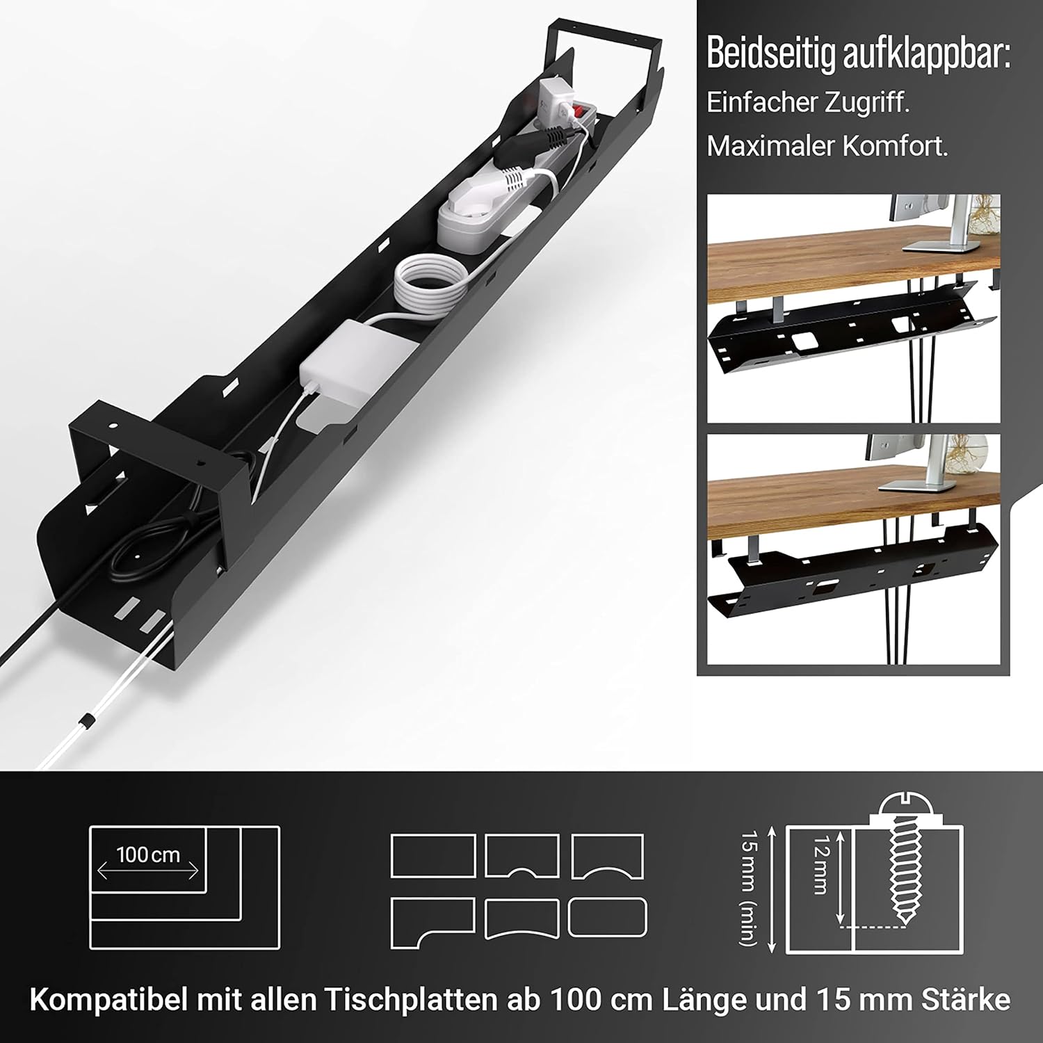Detalle de Ultimate Setup Kabelwanne Schreibtisch Schwarz