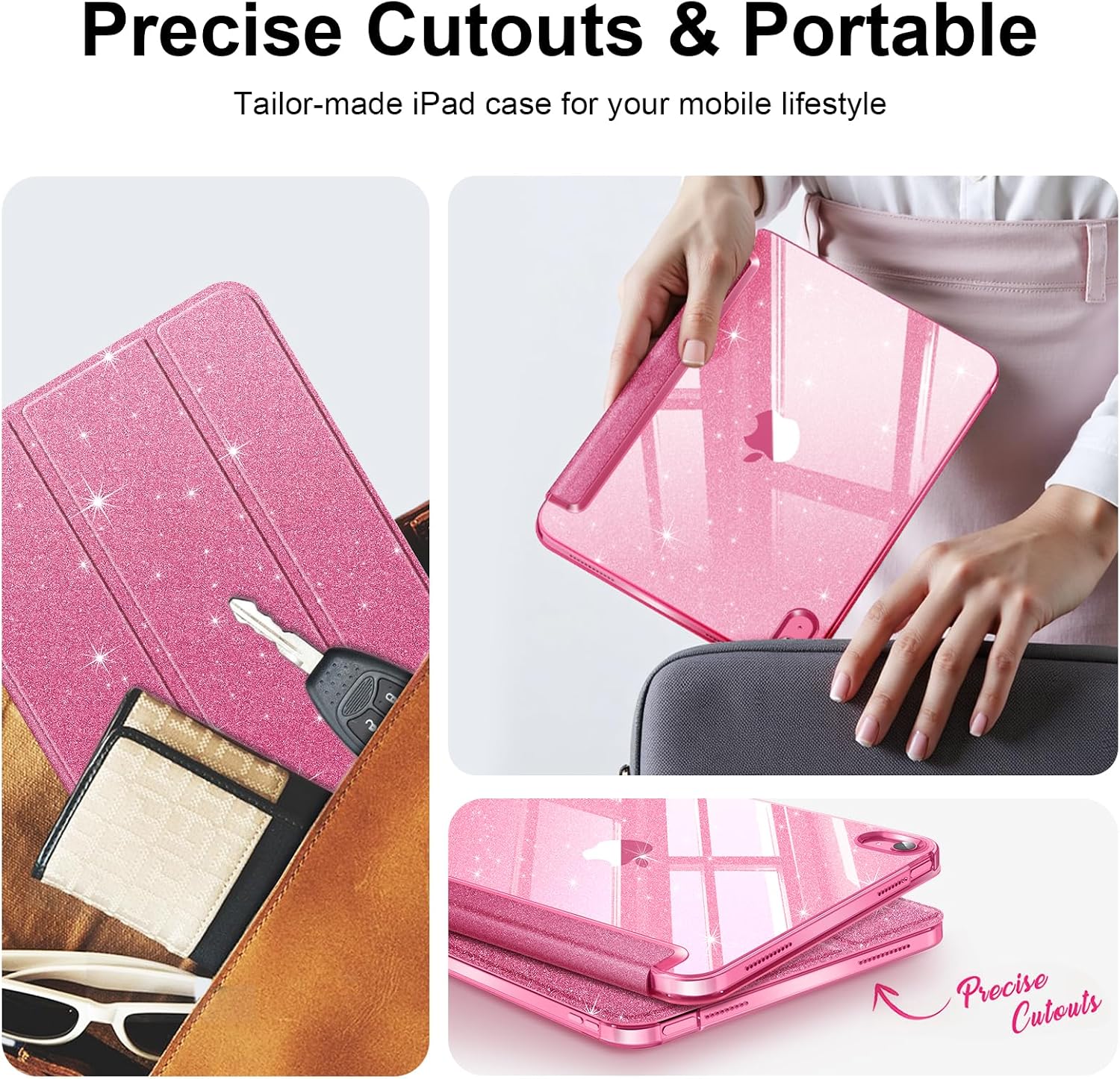Detalle de FINTIE Schutzhülle für iPad 11. Generation (2025) & iPad 10. Generation (2022) – ultradünnes Case Cover in Glitzer Pink