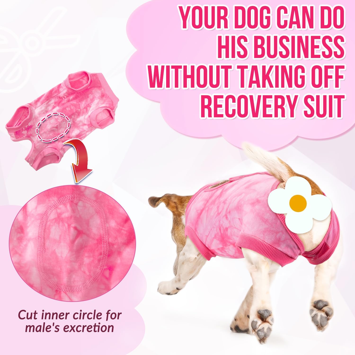 Detalle de Eyein Dog Surgery Recovery Suit: Adjustable, Comfortable Spay/Neuter Recovery Onesie for Dogs