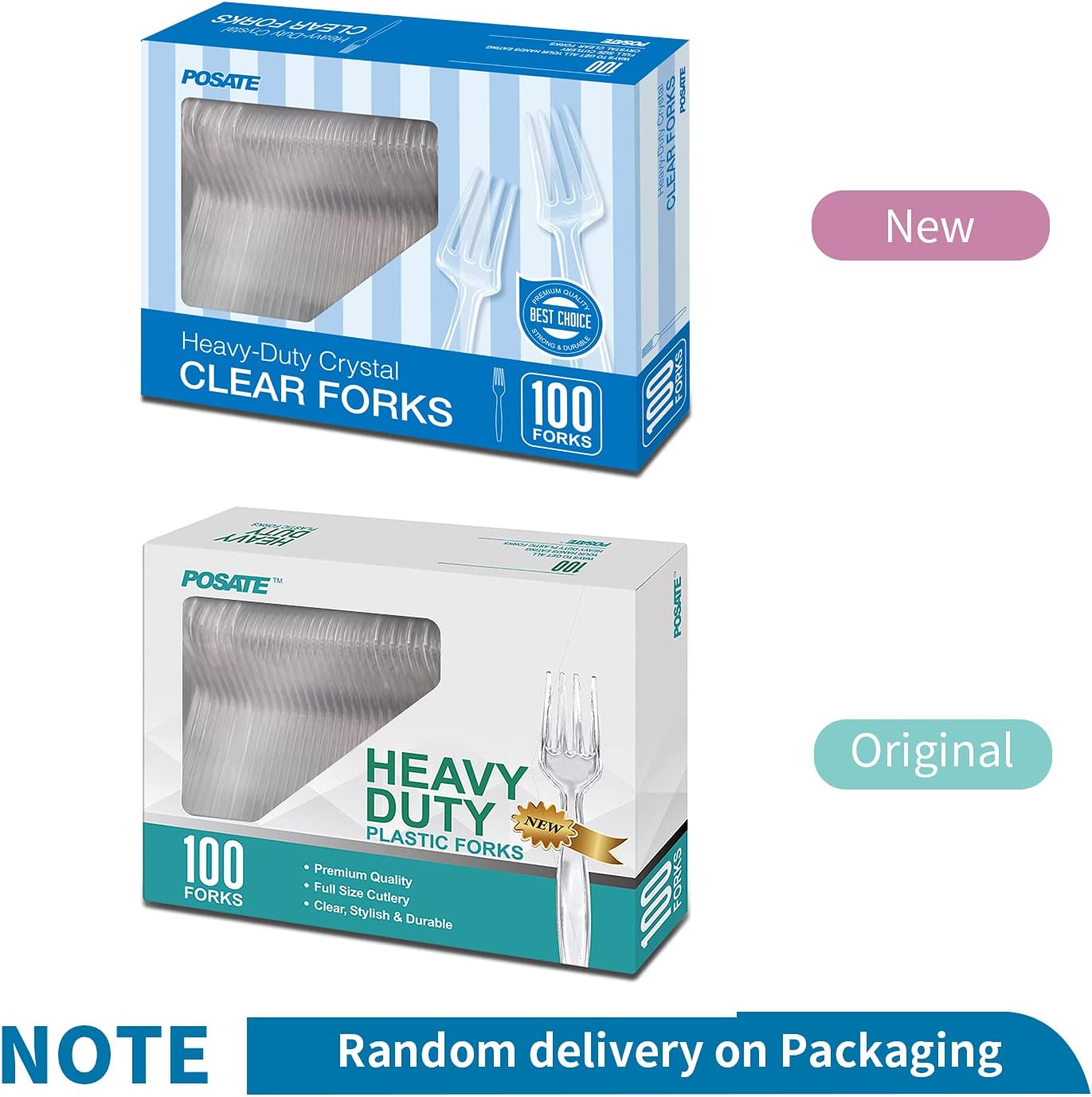 Thumbnail 6 de POSATE Heavy Weight Plastic Forks (Clear Disposable), 100 Count