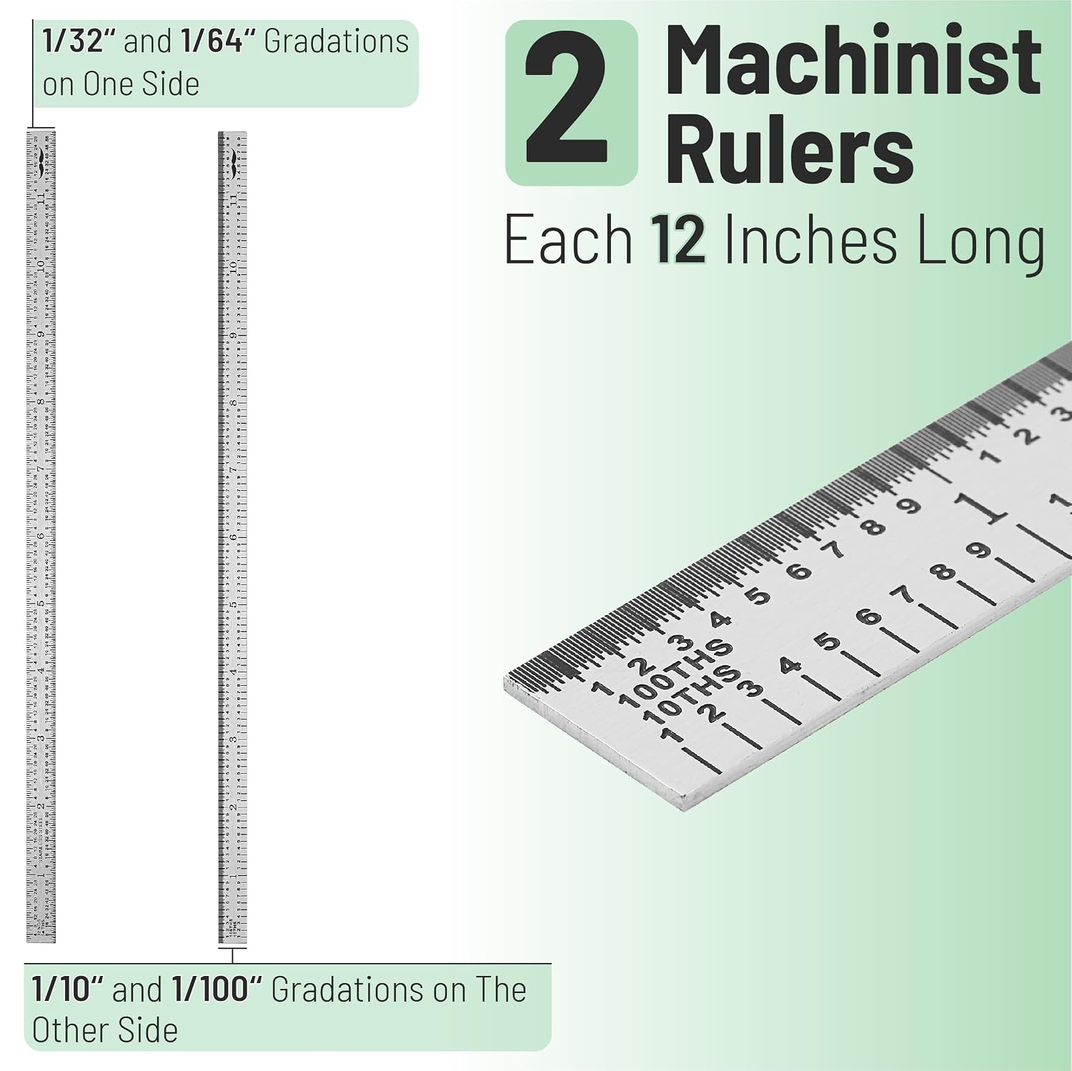 Detalle de Mr. Pen Machinist Ruler Set, 12-Inch Stainless Steel, 2-Pack