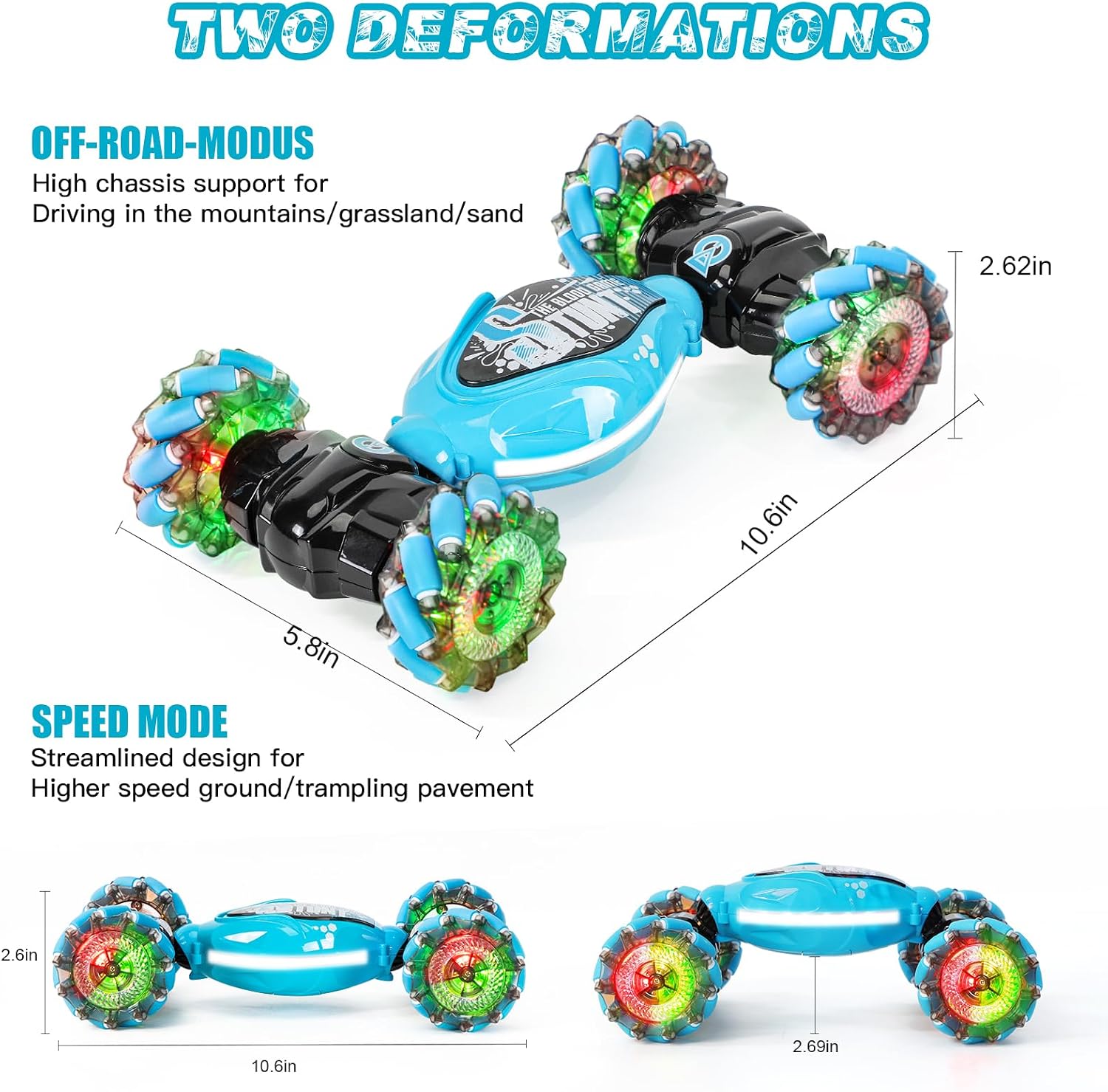 Detalle 2 de Ltteaoy Double Sided Rotating 4WD RC Car 360°
