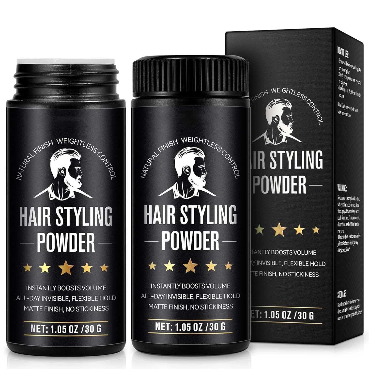 Detalle de NIFEISHI Hair Styling Powder for Men — 2-Pack, 1.05oz Each, Volumizing Texture Powder