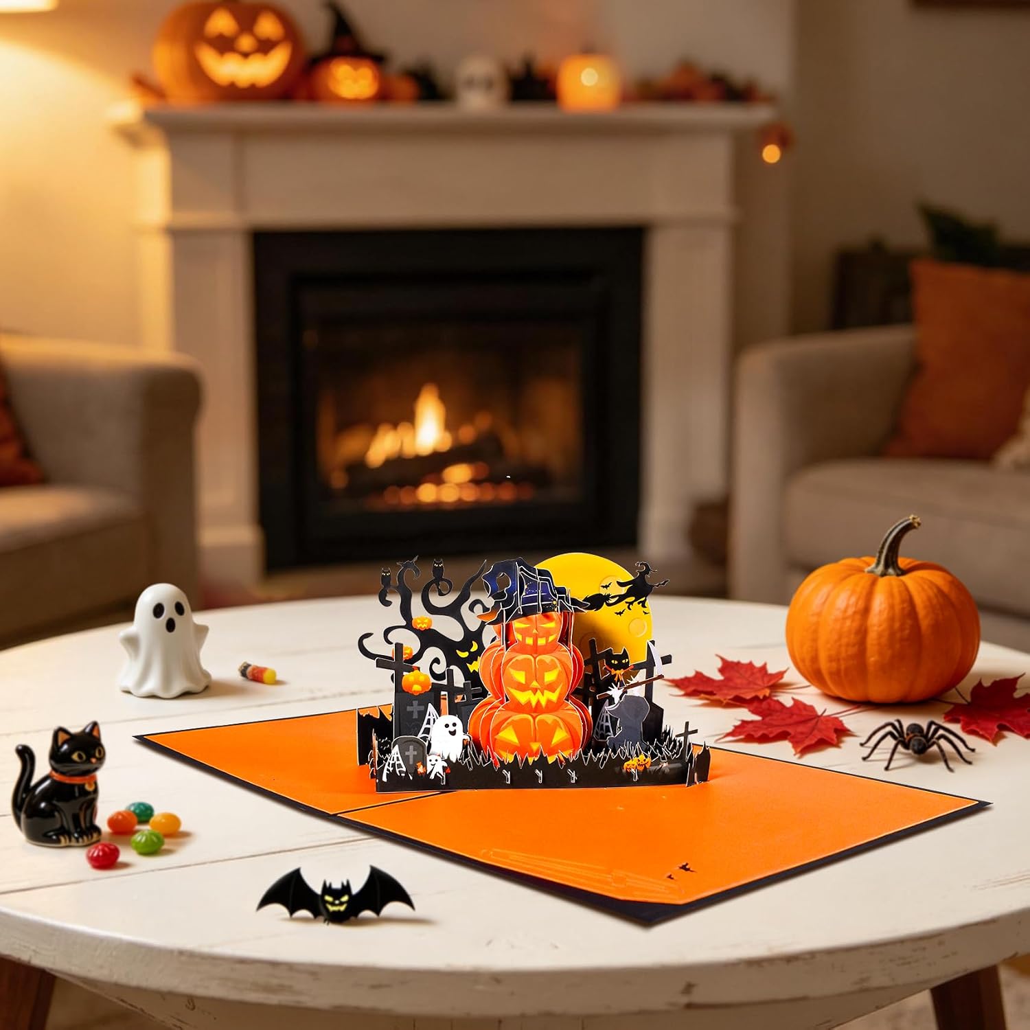 Thumbnail 3 de GREETING ART Spooky Pumpkin Pop-Up Halloween Card with 3D Laser-Cut Scene