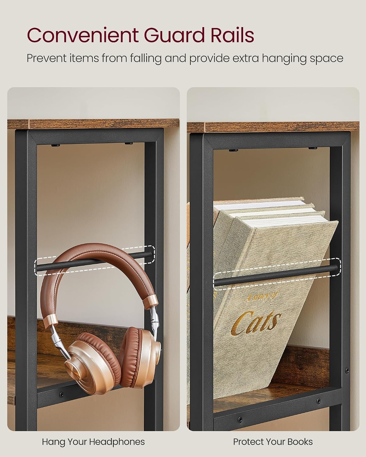 Detalle de VASAGLE LLS128K01 8-Cube Bookcase in Rustic Brown and Black