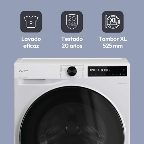 Detalle de Candy ProWash&Dry 500 (BWR 4128BL8-S): lavasecadora 12 kg + 8 kg, 1400 rpm, pantalla táctil y conectividad wifi