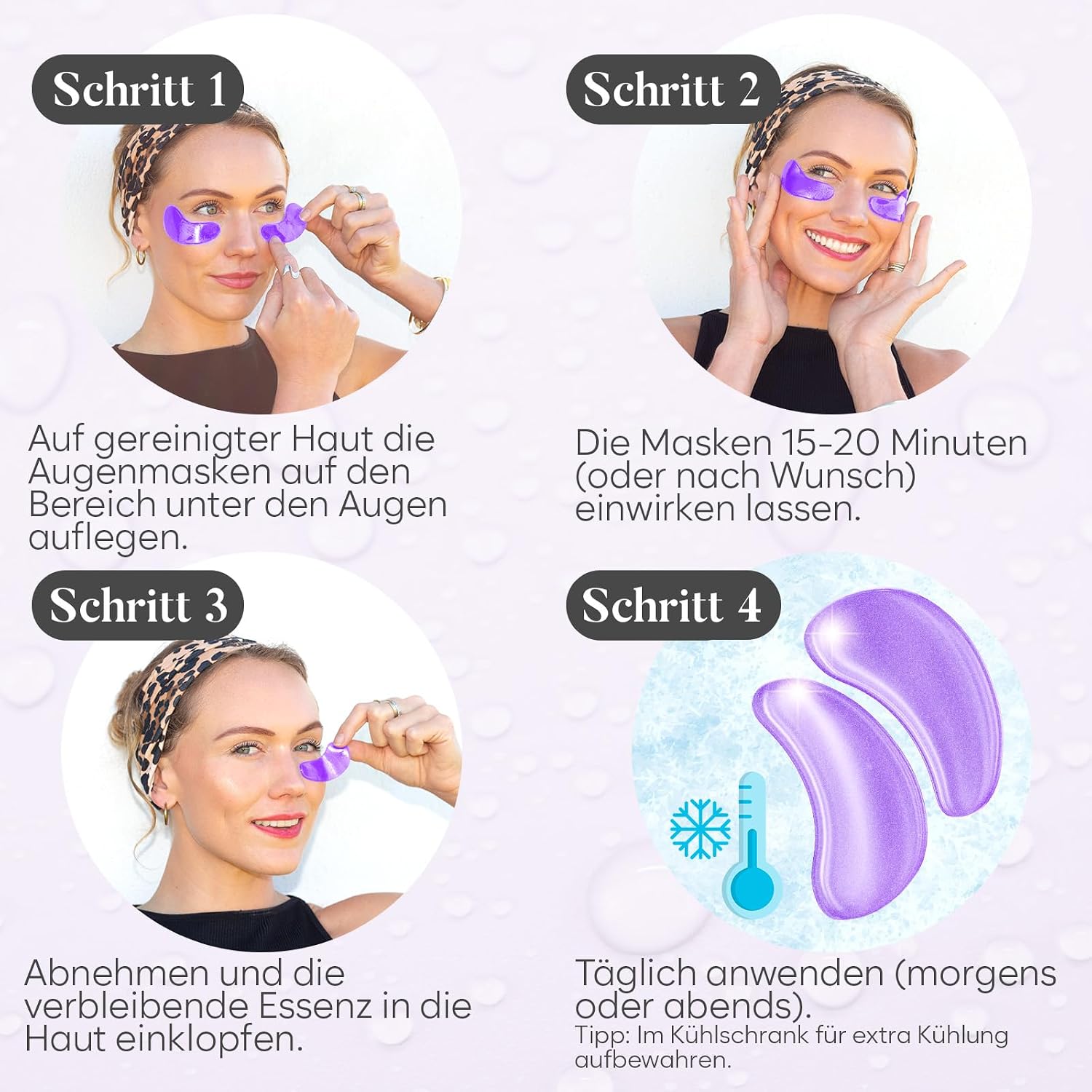 Detalle de BLOOMORA Retinol & Collagen Augenpads (30 Paare) – Eye Pads mit Niacinamid & Hyaluron