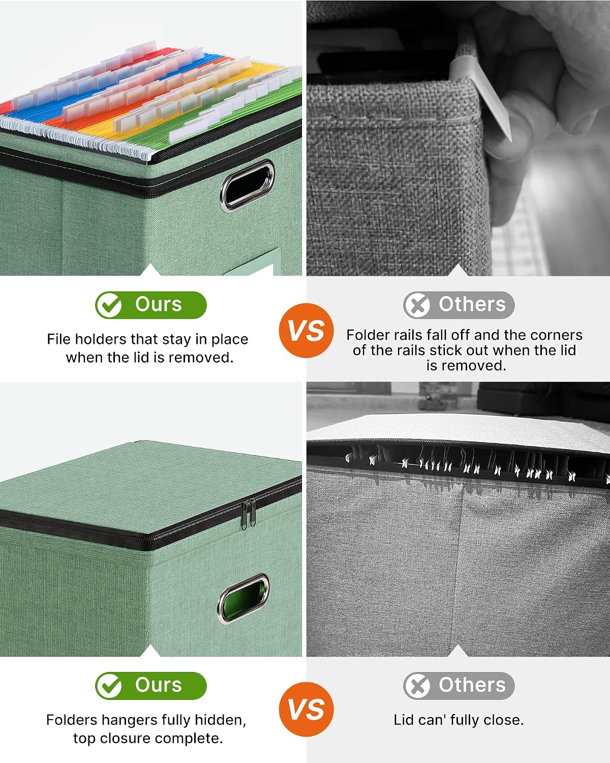 Thumbnail 3 de Oterri File Organizer Boxes with Lids, Letter-Size Box with 3 Mesh Pockets