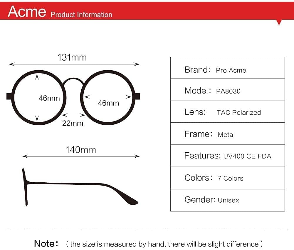 Detalle de Pro Acme Retro Kleine Runde Polarisierte Sonnenbrille – Unisex