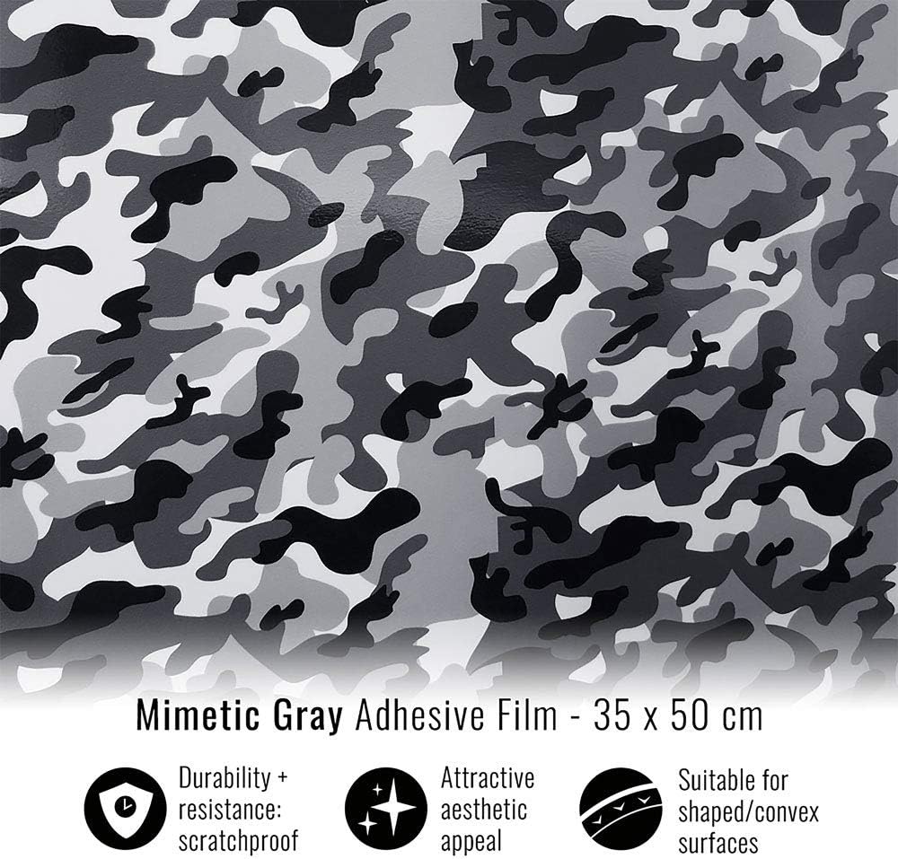Thumbnail 1 de Foglio Pellicola Adesivo Mimetic Gray per Wrapping 35 x 50 cm