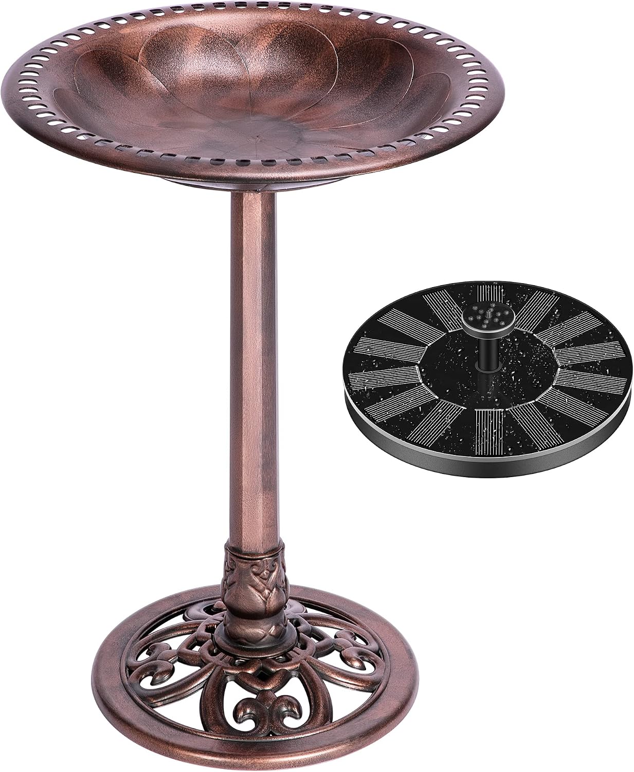Detalle de VIVOHOME Bird Bath Feeder for Garden 71cm Tall with Solar-Powered Water Fountain