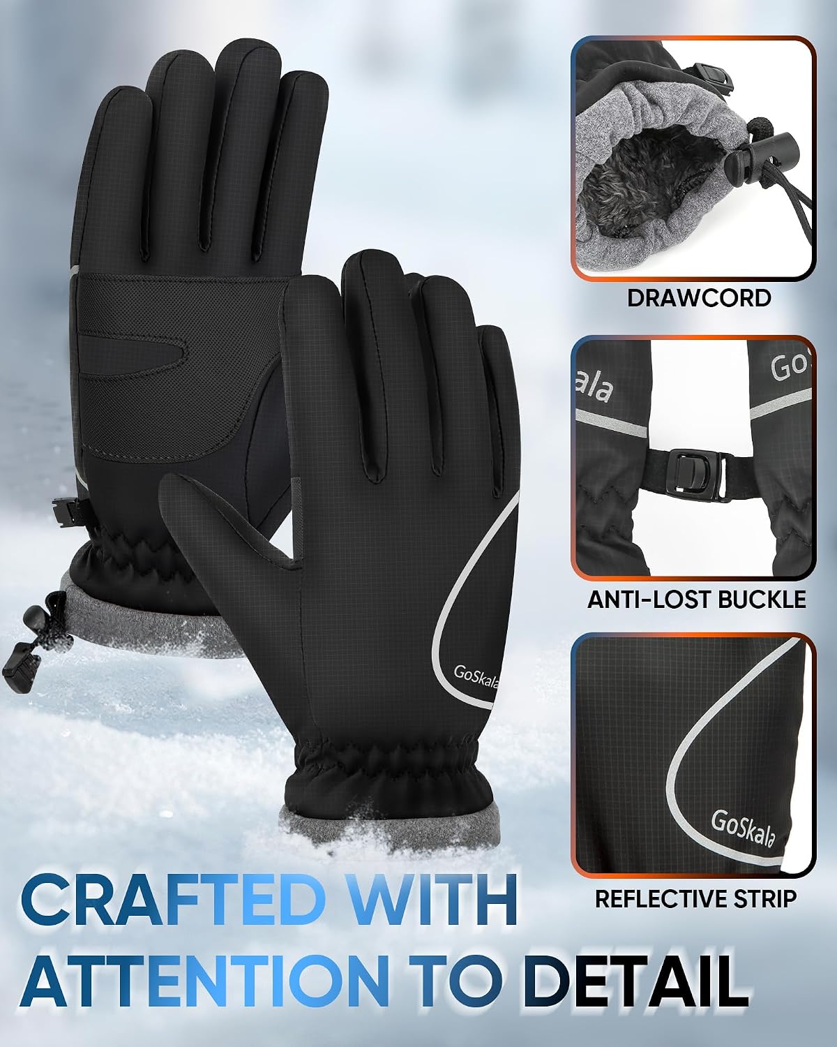 Detalle de GoSkala Mens Thermal Gloves for Winter running