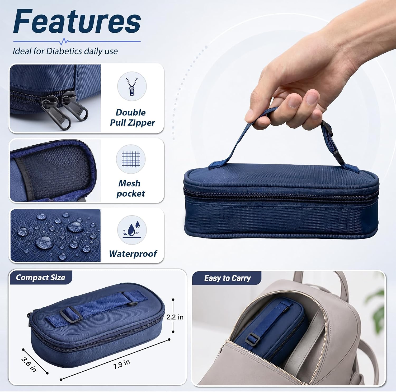 Thumbnail 3 de Cruxer Insulin Vial Cooler Travel Case: Portable, TSA-Approved Medical Cooler for Diabetes Travel