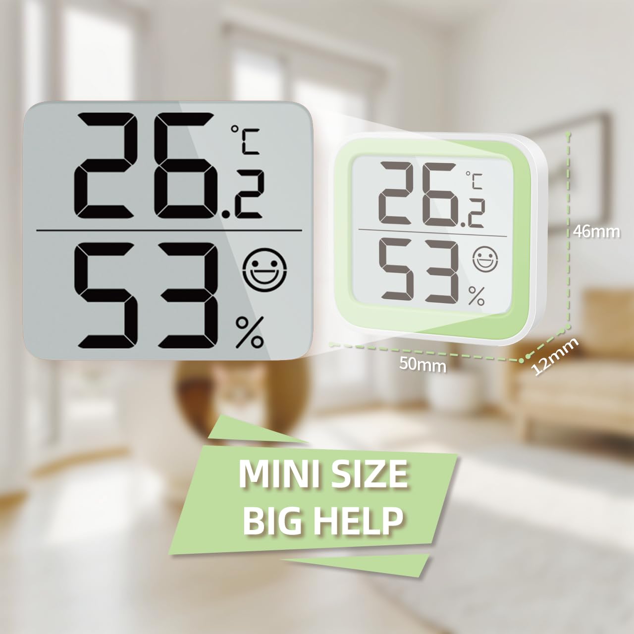 Detalle de NOKLEAD termometro e igrometro interno mini con indicatore comfort e icona facciale