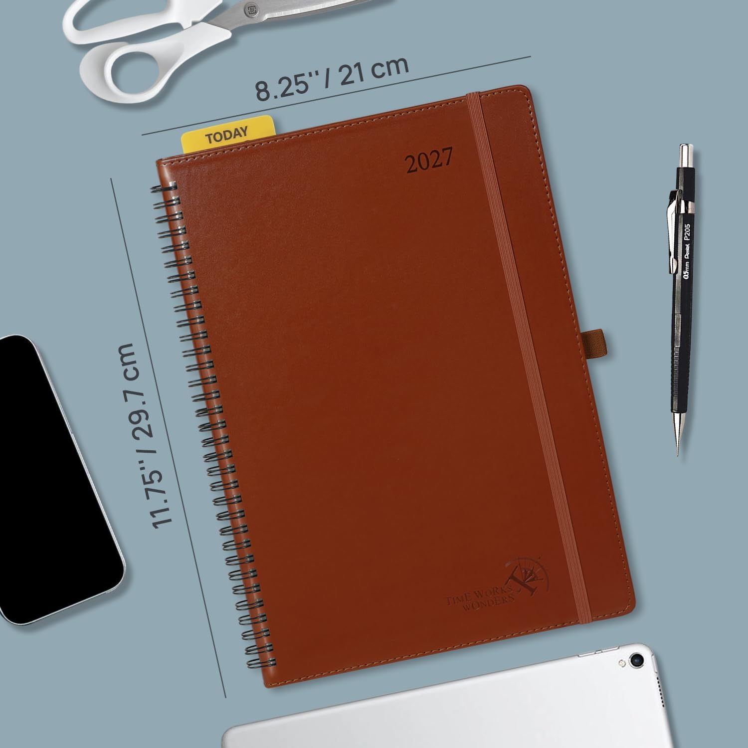 Detalle de POPRUN 2027 Weekly Planner, 8.25 x 11.75-Inch, Hourly Layout, Monthly Tabs