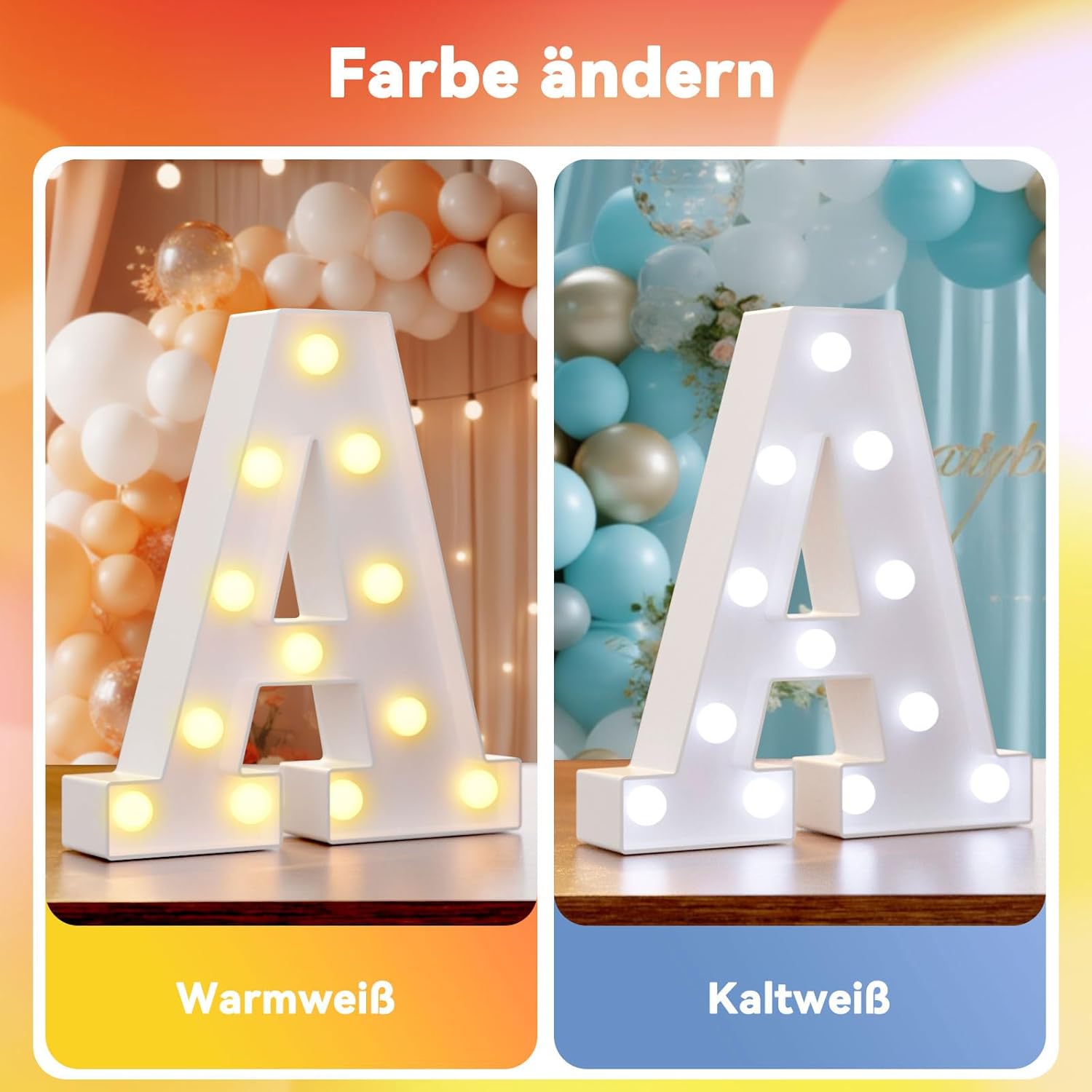 Thumbnail 1 de LED Buchstaben Lichter Alphabet – Leuchtbuchstabe mit warmweiß & kaltweiß, batteriebetrieben (Buchstabe J)
