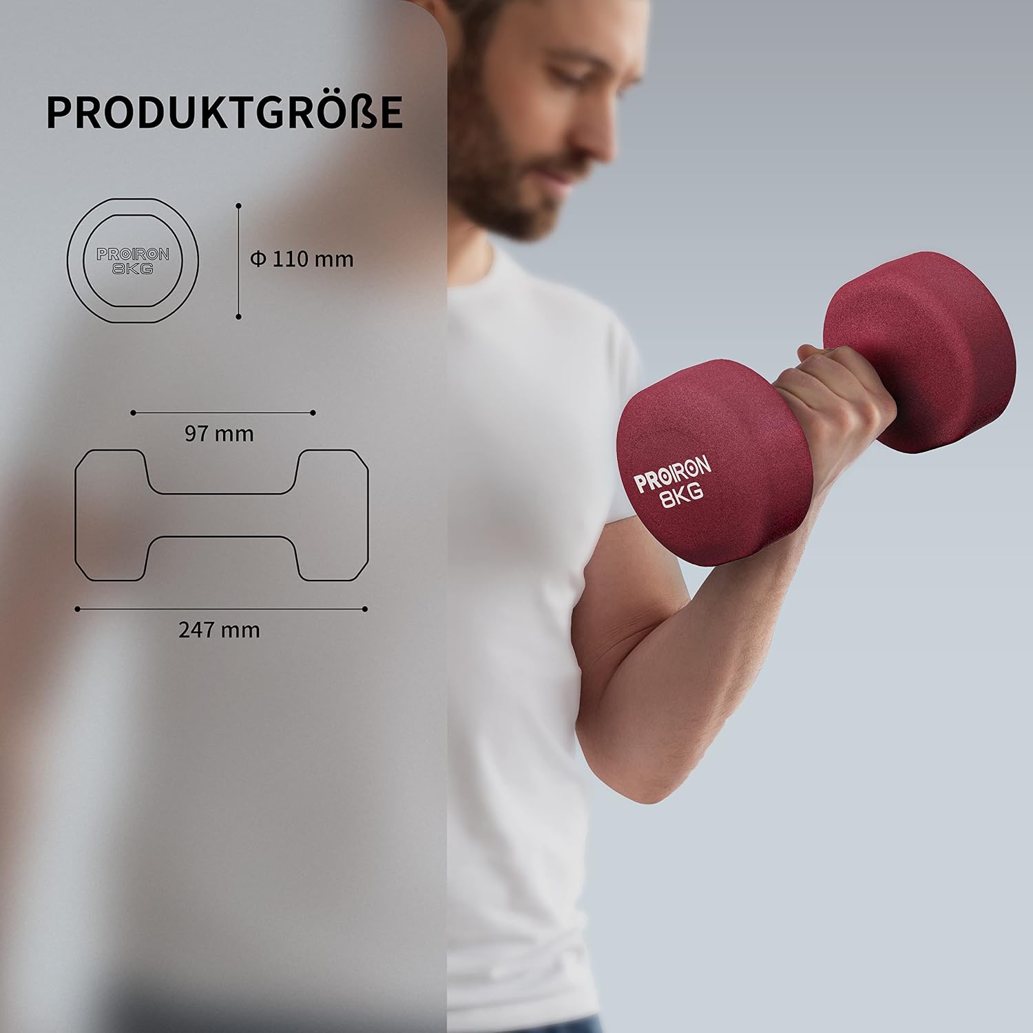Thumbnail 6 de PROIRON Anti-Slip Neoprene Dumbbell Pair 1kg–10kg with Stand