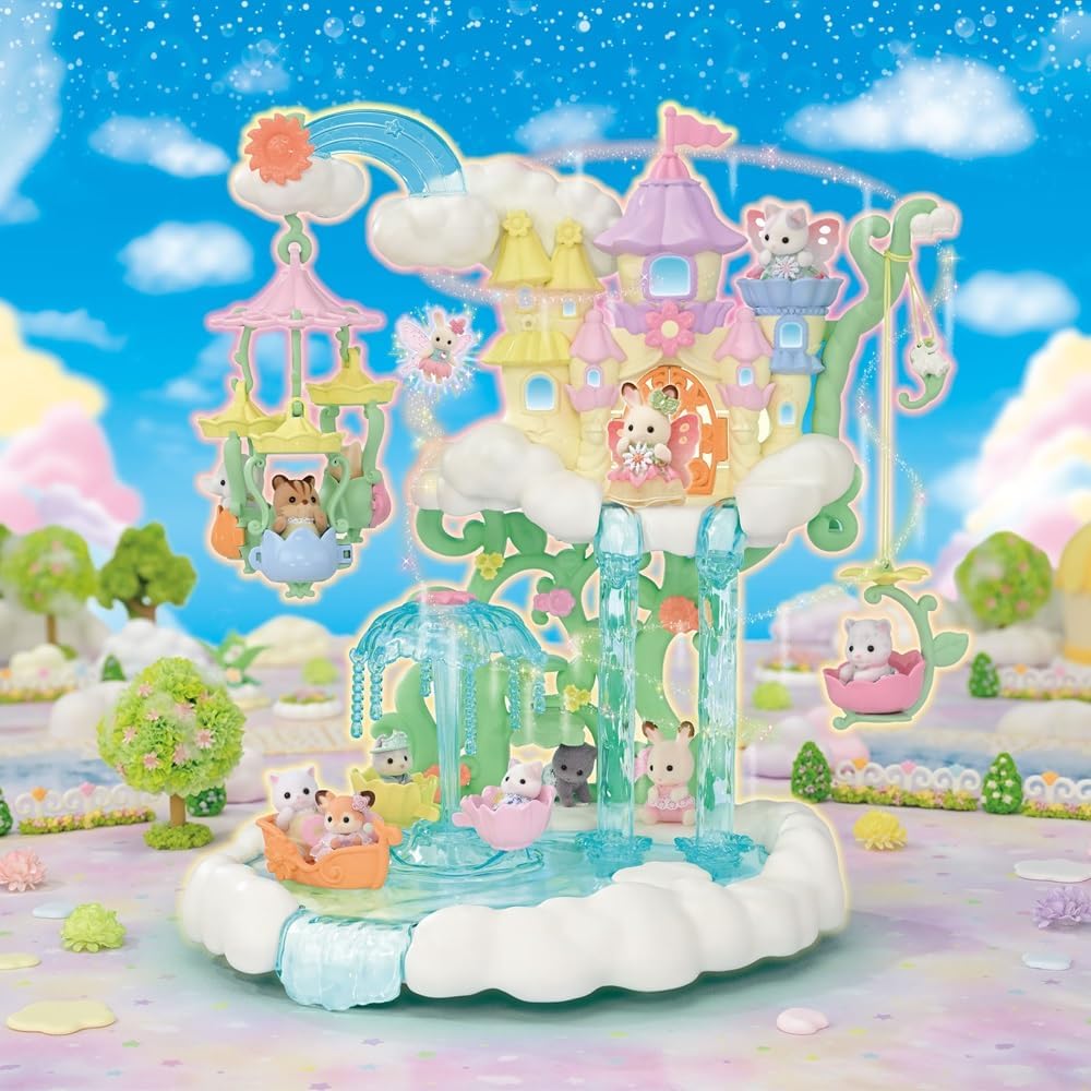 Detalle de Sylvanian Families Skytop Feeënkasteel speelset met bloemenattracties