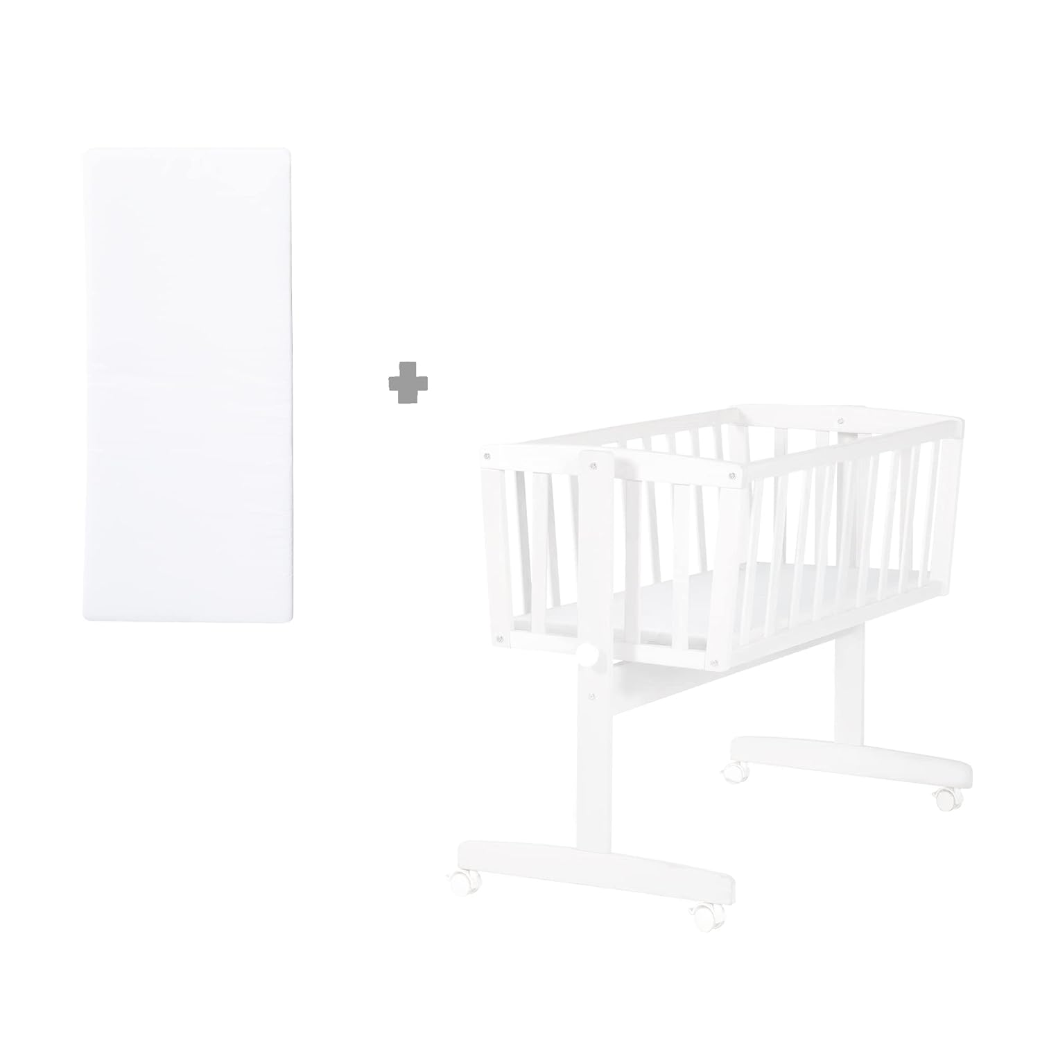 Detalle 1 de roba Babywiege inkl. Matratze 40 x 90 cm – Wiegefunktion, Feststellknopf und Bremsrollensatz