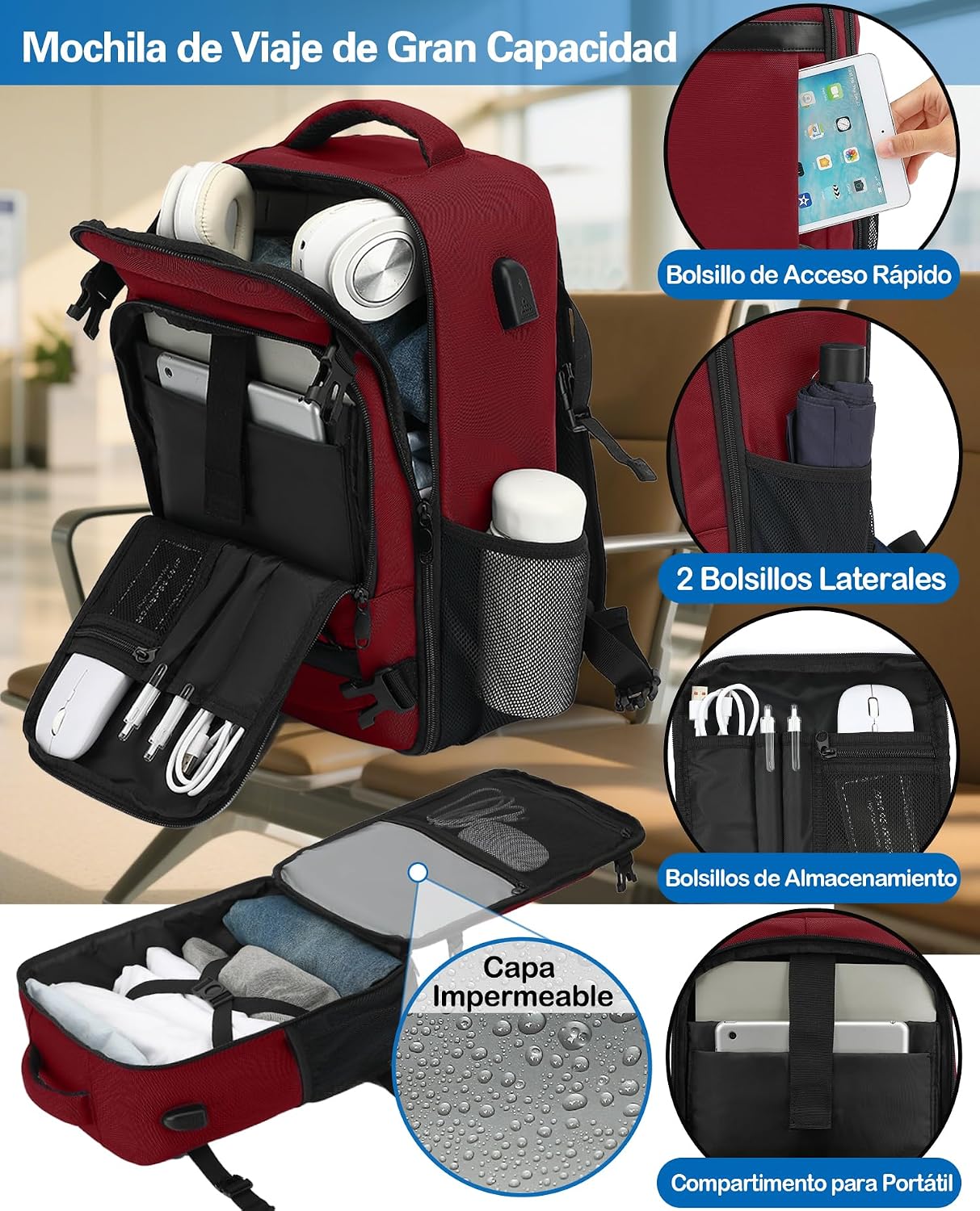Detalle 2 de KLOSTAIN Mochila Viaje Cabina 20L 40x20x25