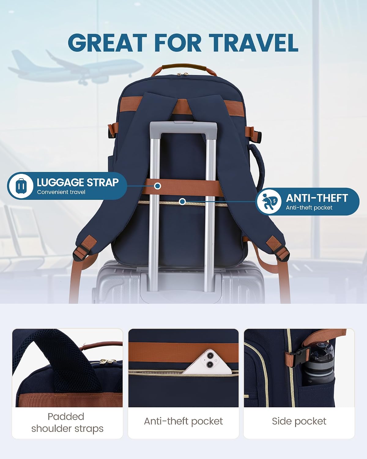 Thumbnail 5 de LOVEVOOK Travel Backpack 40L carry-on backpack
