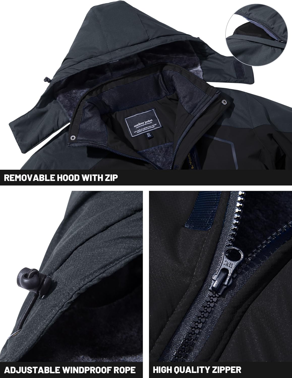 Detalle 2 de TACVASEN Manteau Hiver Coupe Vent 1️⃣