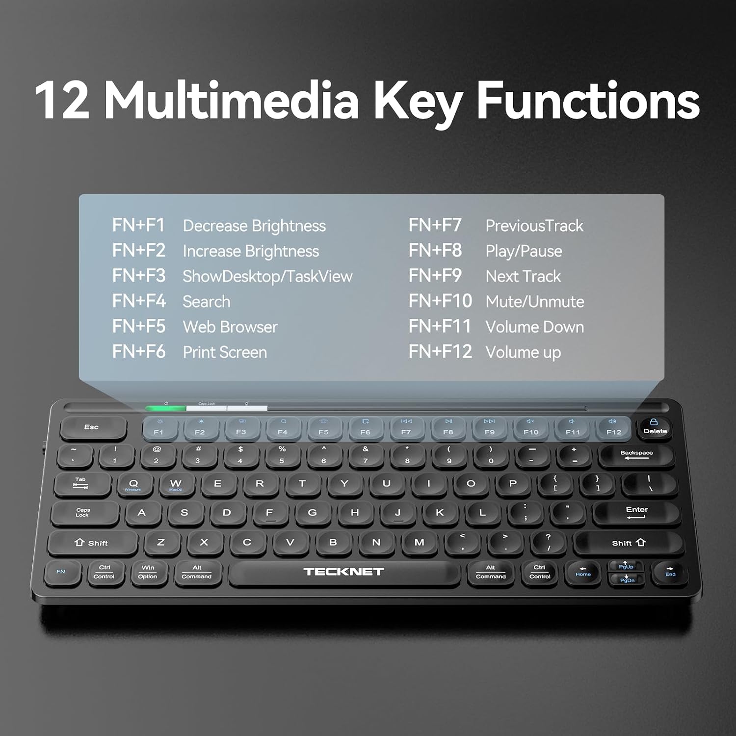 Thumbnail 6 de TECKNET Mini Wireless Keyboard 10-month battery