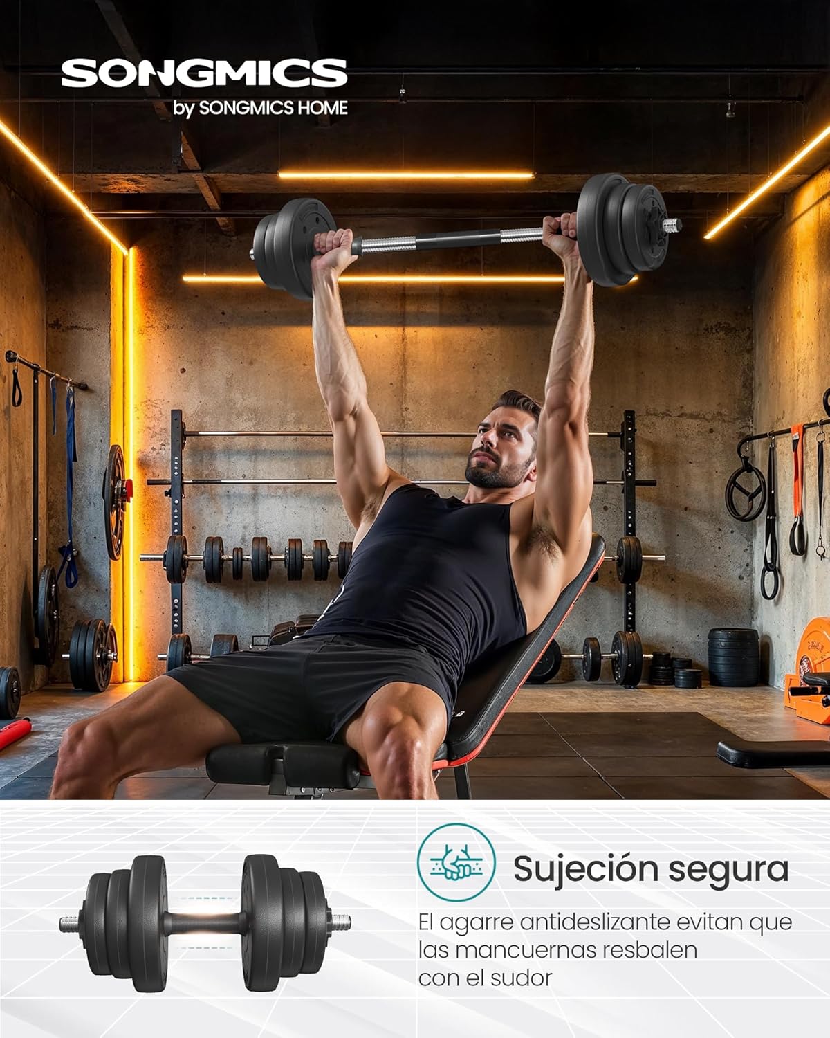 Detalle 2 de SONGMICS Mancuernas 2 en 1 20 kg