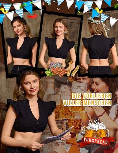 Thumbnail 3 de Funspread Dirndl Bluse Damen Weiß – Kurzarm, V-Ausschnitt, 100% Baumwolle