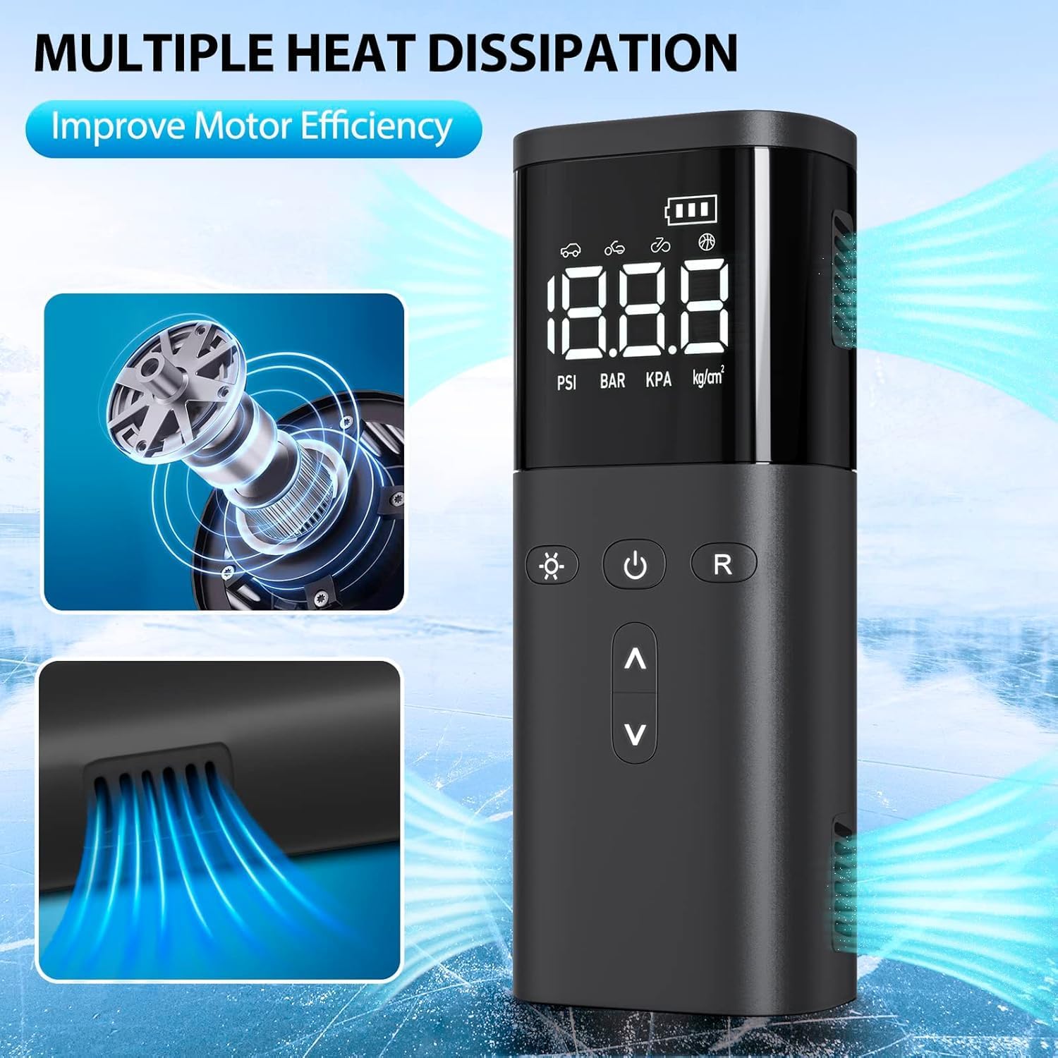Thumbnail 5 de Cordless Portable Air Compressor with Digital Gauge and LED Light