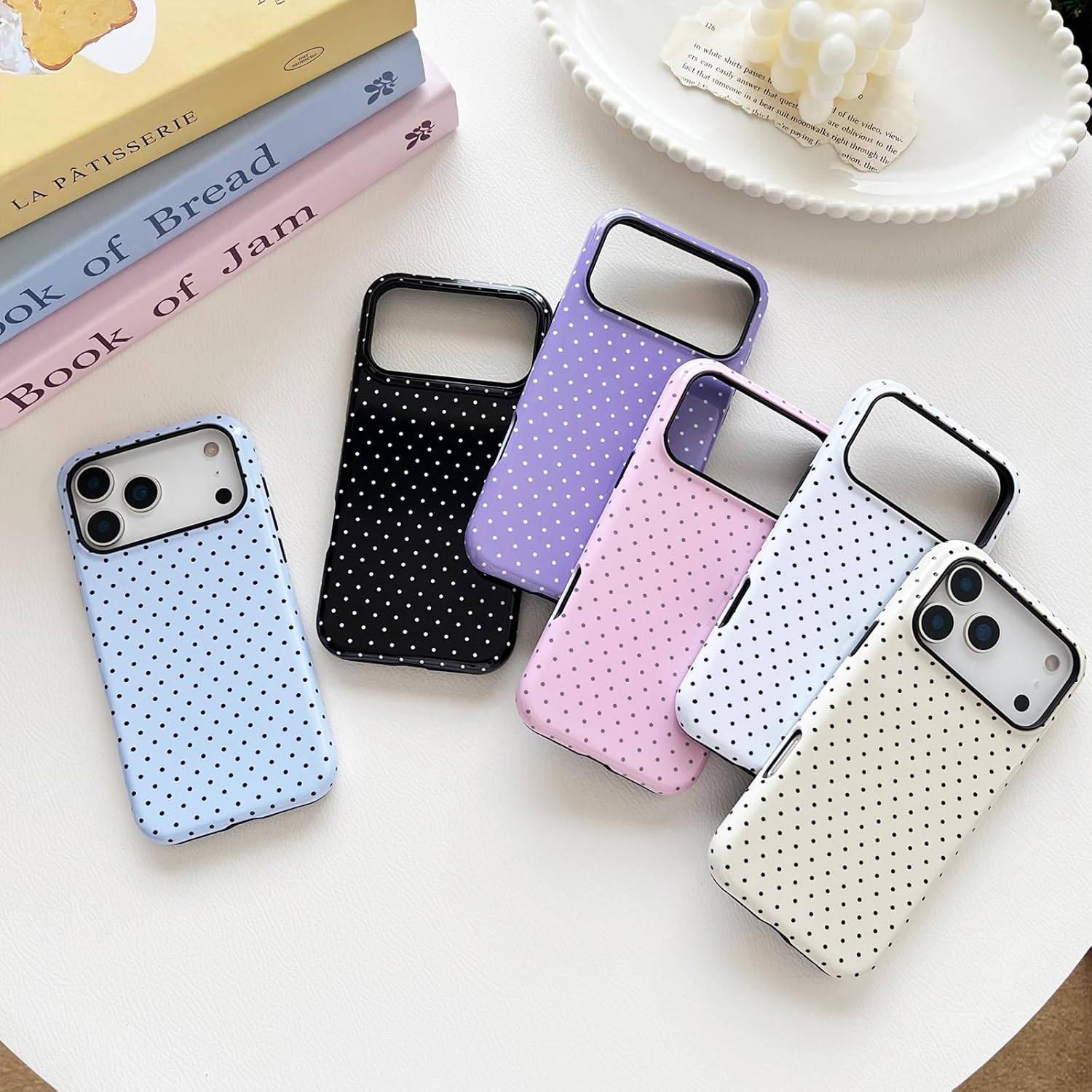 Detalle 2 de Sayoaho Blue Polka Dot Case for iPhone 18 Pro Max, TPU Edge and PC Back