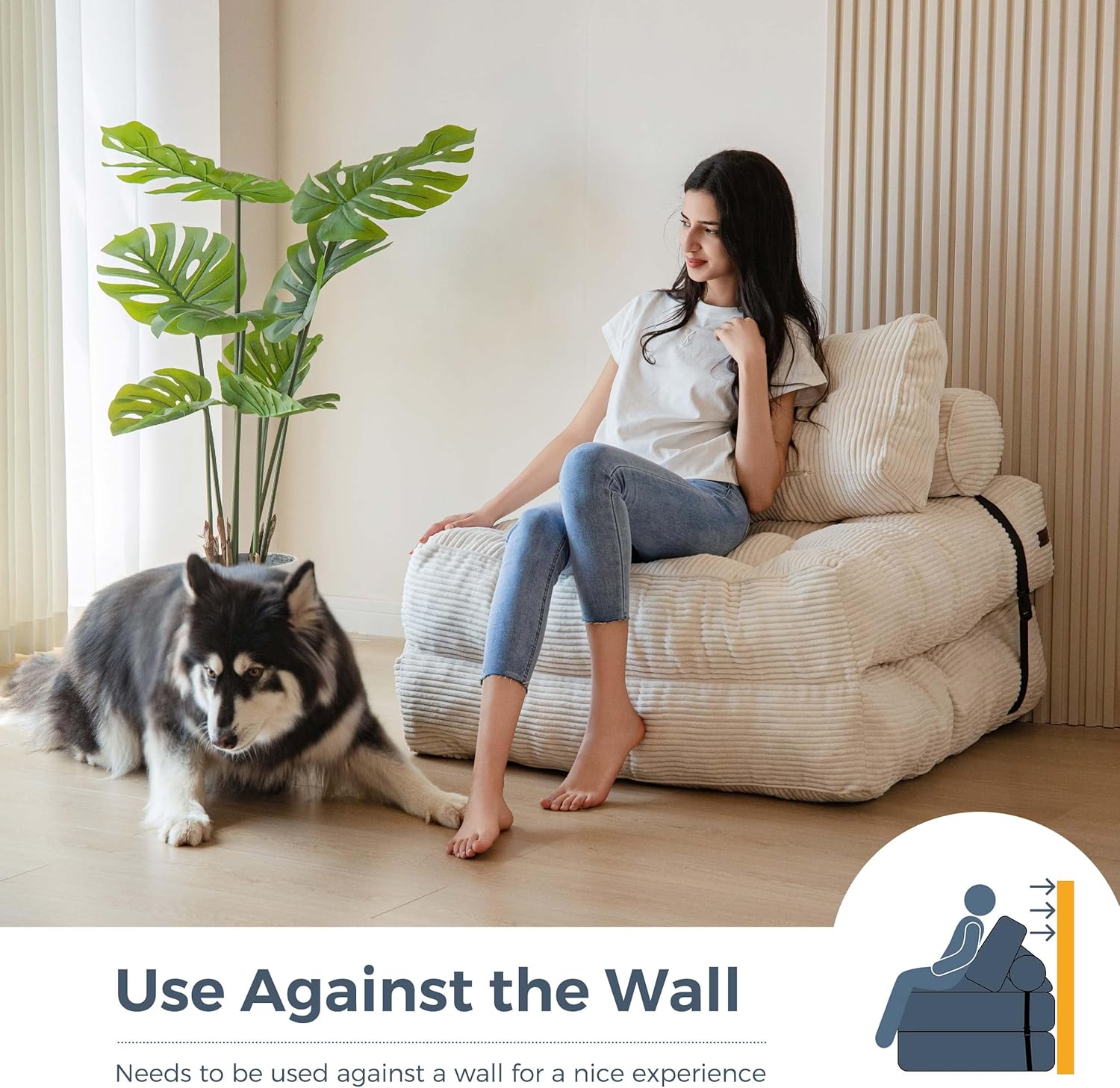 Detalle de MAXYOYO Folding Sofa Bed, Convertible Chair with Mattress ⚙
