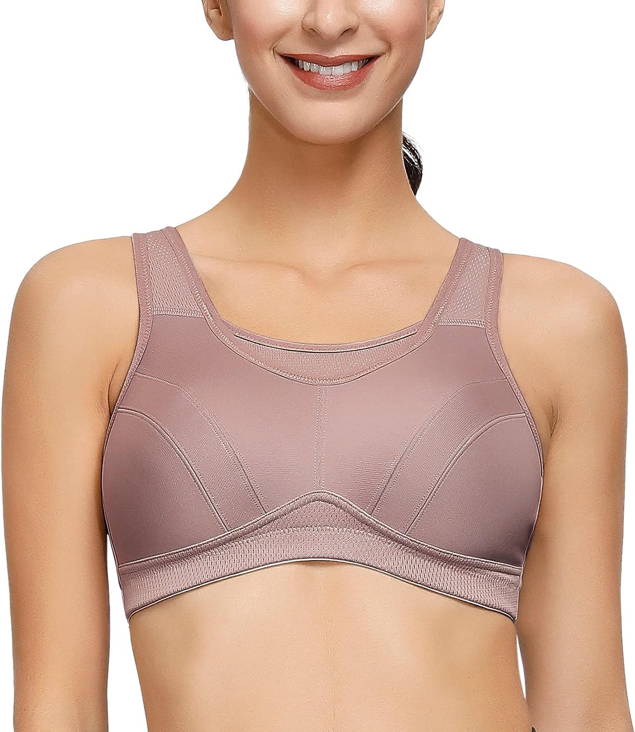 Detalle 2 de Deyllo Damen Sport-BH mit starkem Halt – bügelos, voll abdeckend und atmungsaktiv