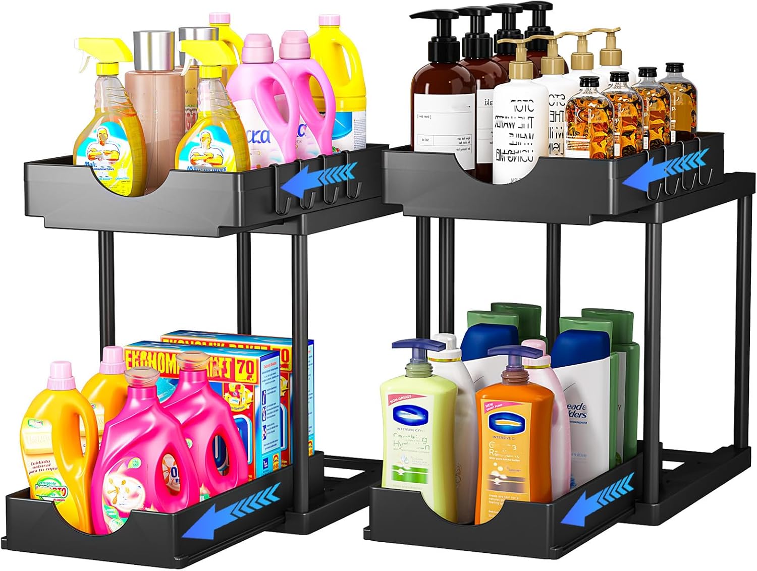 Detalle de PurKeep 2 Pack Under Sink Storage – 2 Tier Kitchen Organisation Rack (Large + Medium)