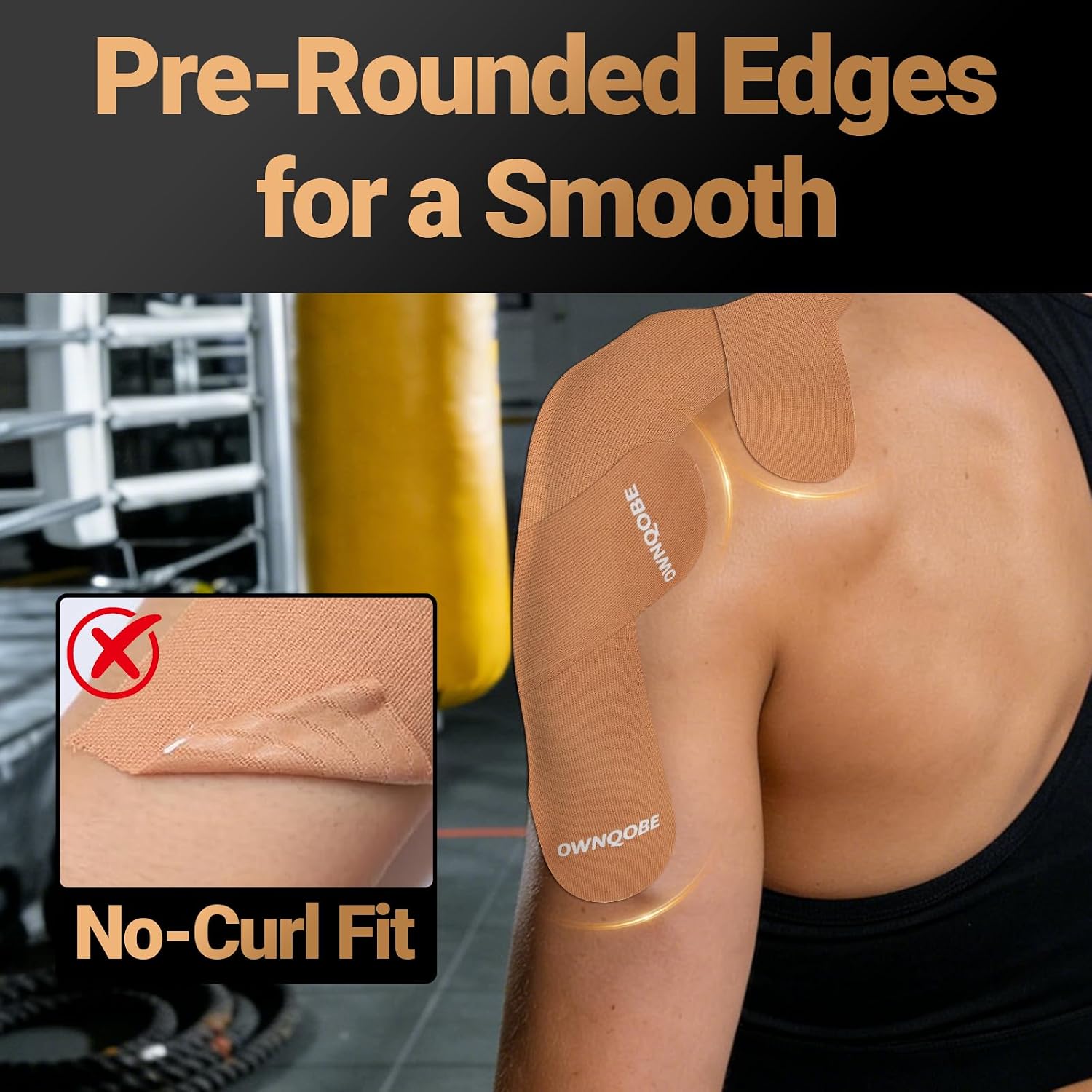 Detalle de OWNQOBE Kinesiology Tape, 40 Precut Waterproof Cotton Strips