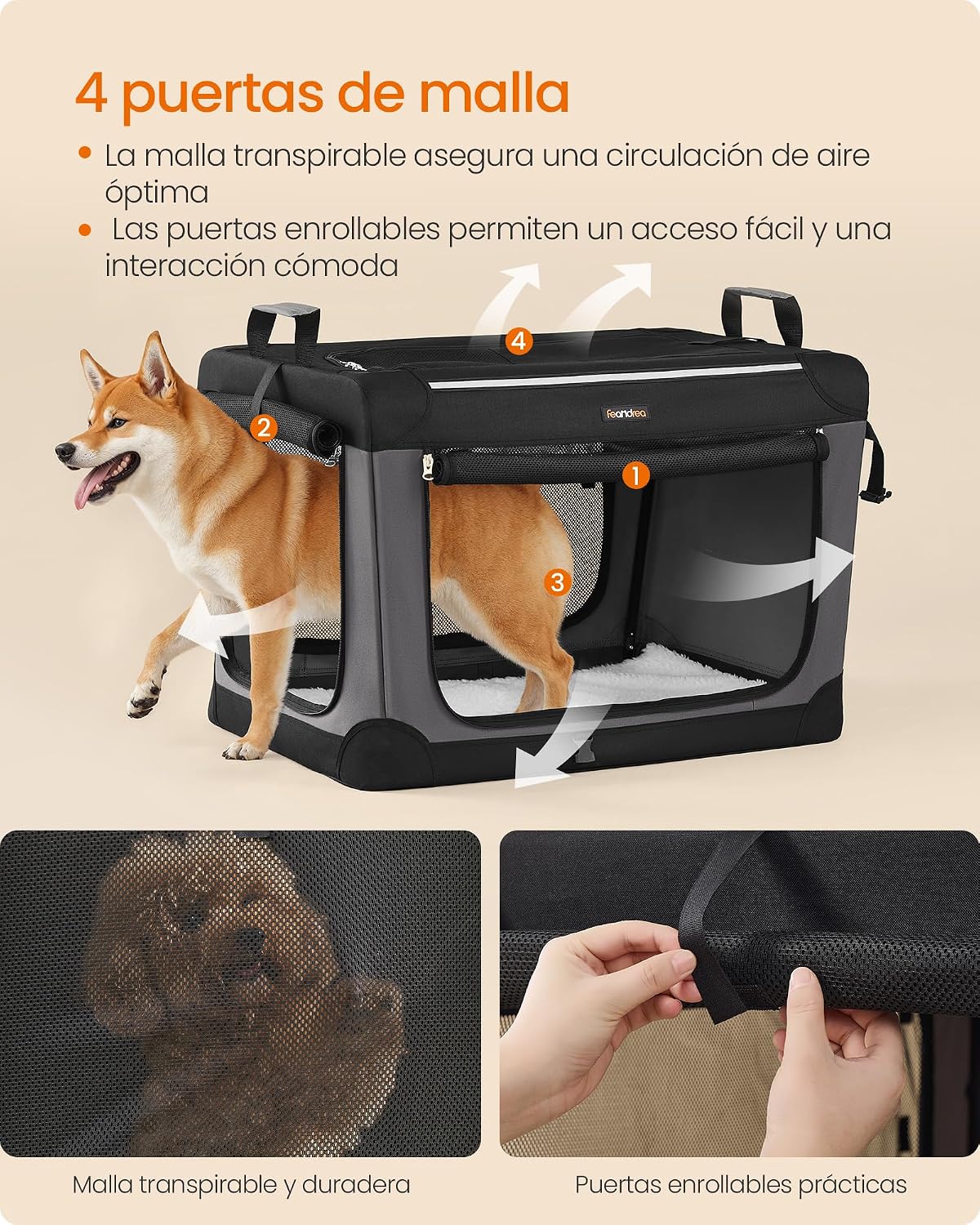 Detalle 2 de Feandrea PDC017B01 transportín 76,2×53,4×53,4 cm