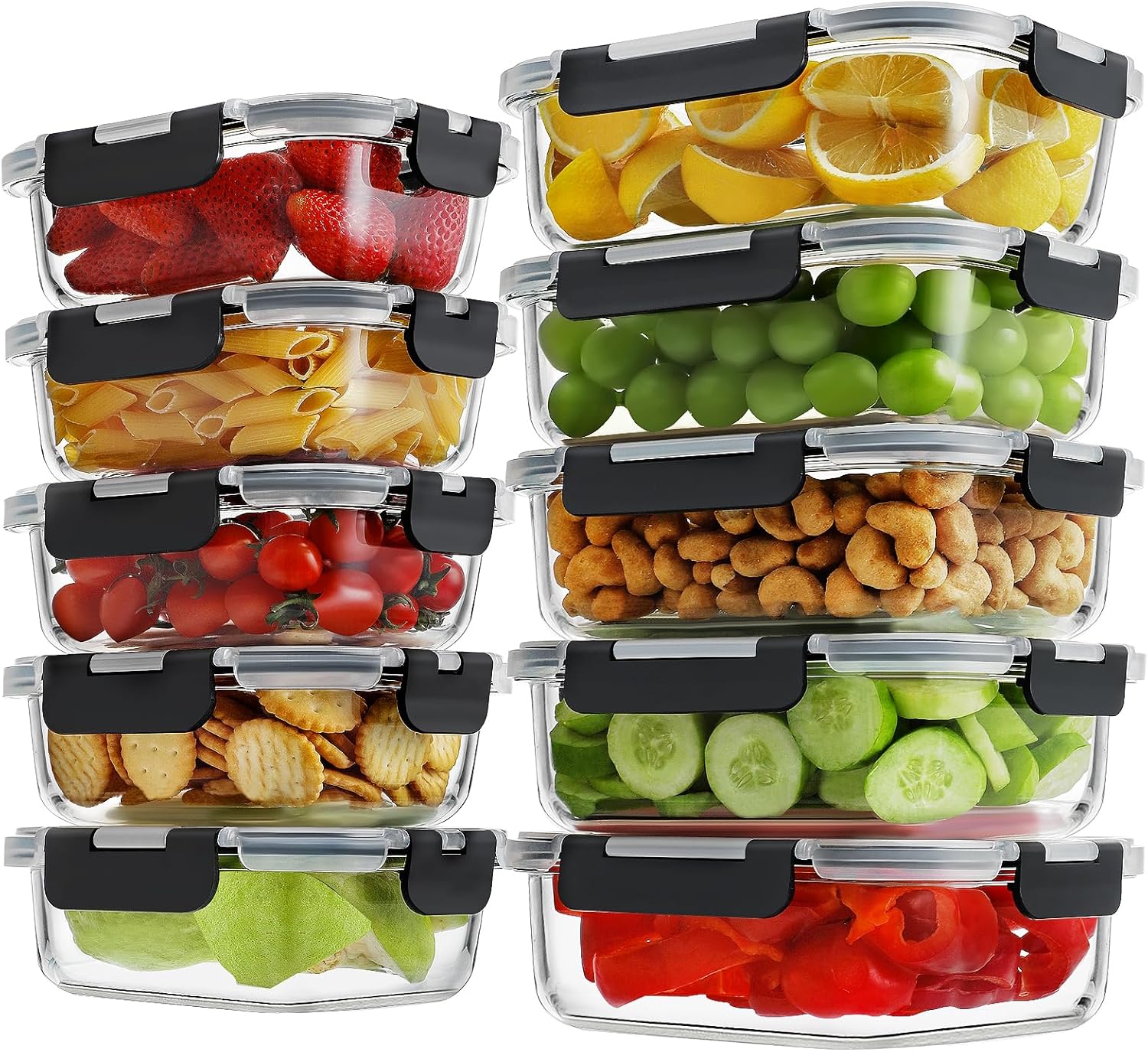 HOMBERKING 10 Pack Glass Meal Prep Containers 36oz/14oz 🍱